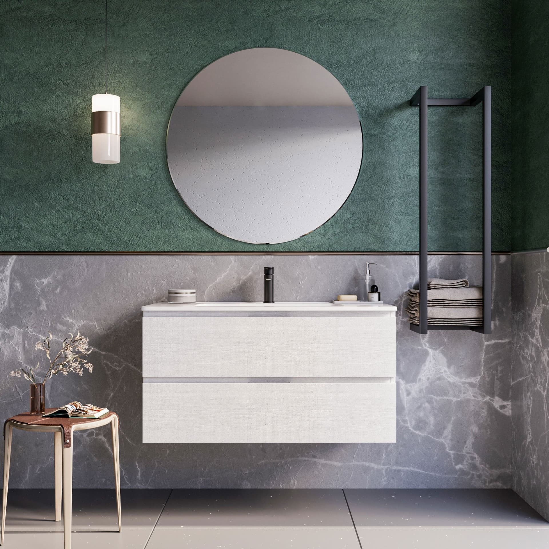 Mobile bagno sospeso 80cm Bianco specchio ARMONY in Armadietti a specchio Mondialshop - Parabiago, commercioVirtuoso.it