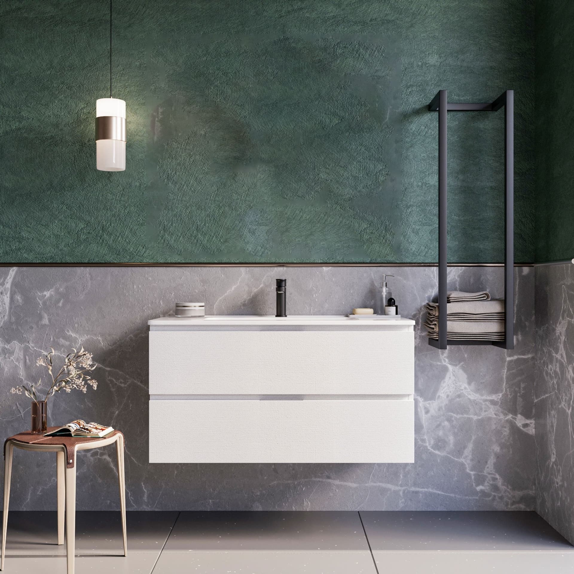 Mobile bagno sospeso 80cm Bianco specchio ARMONY in Armadietti a specchio Mondialshop - Parabiago, commercioVirtuoso.it