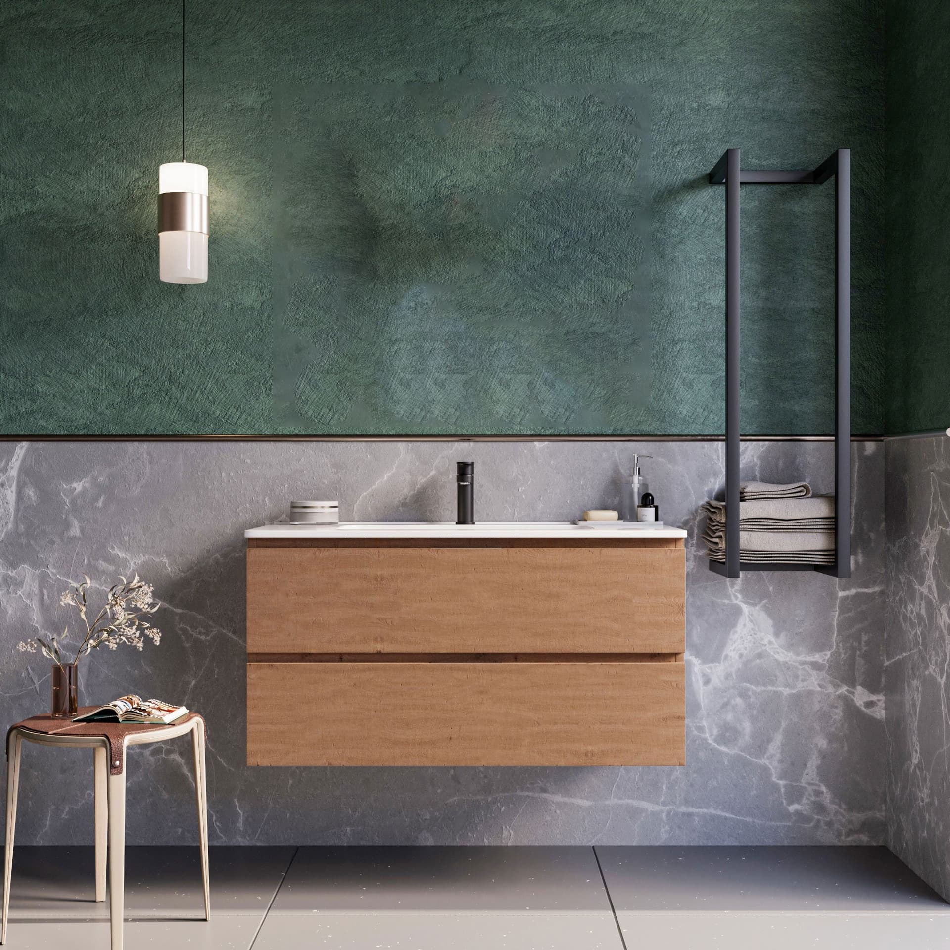 Mobile bagno sospeso 80cm Rovere Cartagena specchio ARMONY in Armadietti a specchio Mondialshop - Parabiago, commercioVirtuoso.it