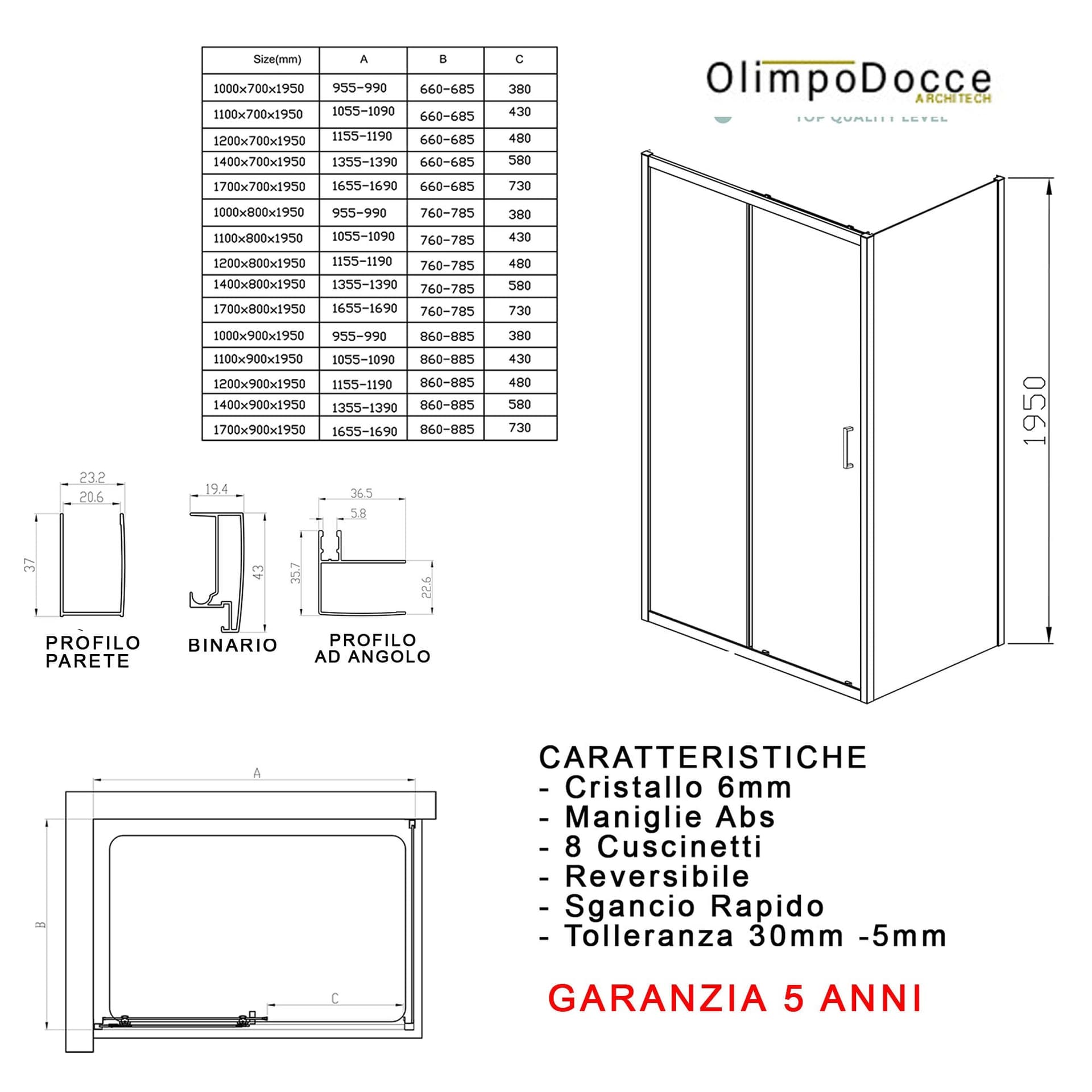 Box doccia 2 lati scorrevole e 1 lato fisso MATIAS in Box doccia Mondialshop - Parabiago, commercioVirtuoso.it