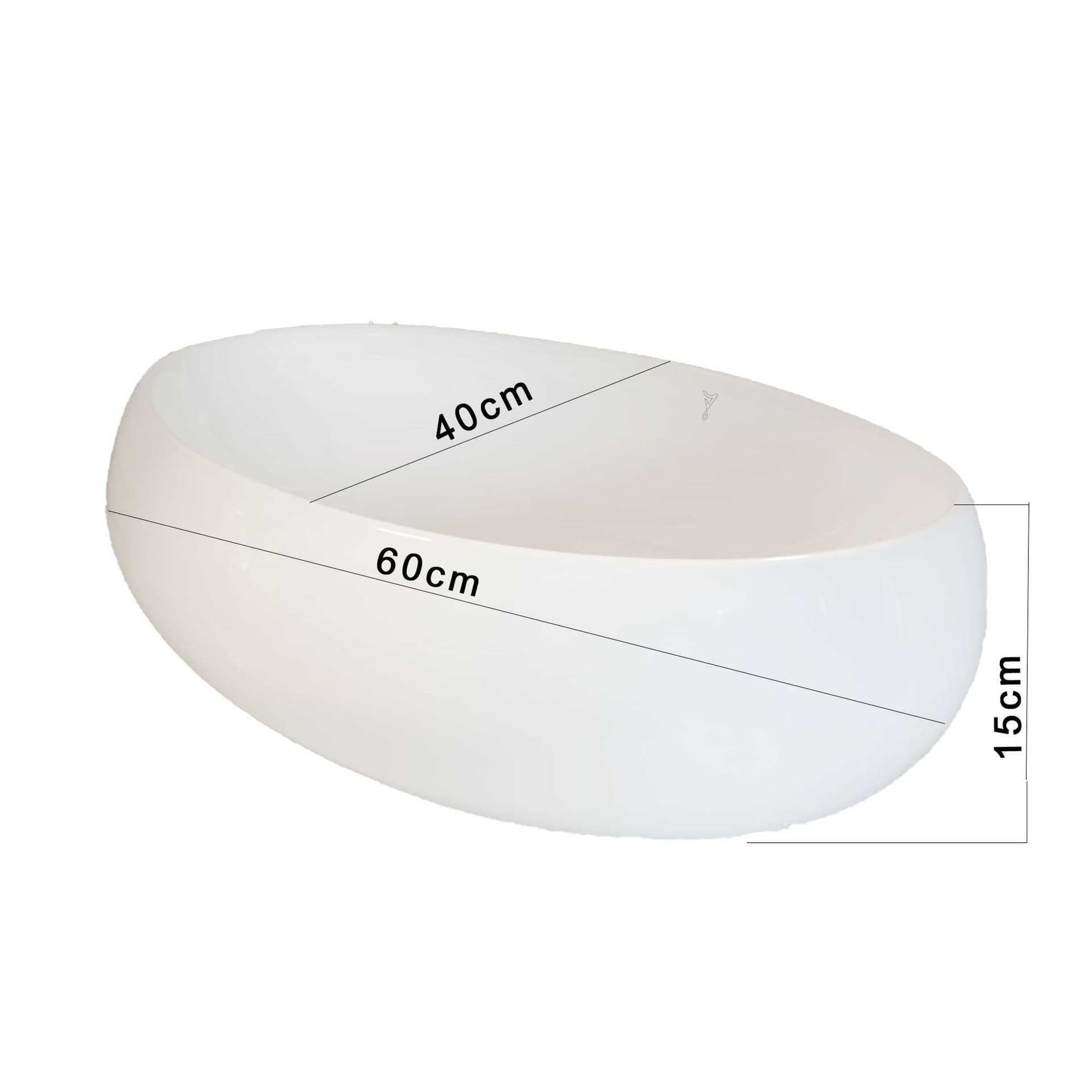 Lavabo da appoggio in cercamica bianco lucido OSCAR 60x40 in Lavabi Mondialshop - Parabiago, commercioVirtuoso.it