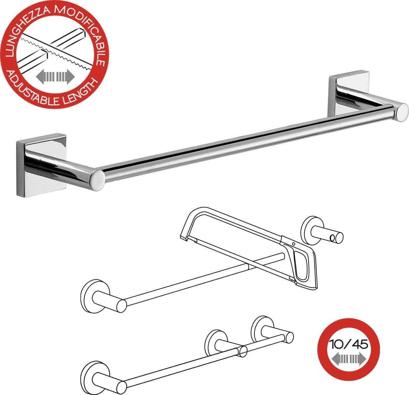Portasalviette 30 cm in acciaio inox satinato spazzolato - Fuji Gedy in Portasciugamani da parete Mondialshop - Parabiago, commercioVirtuoso.it