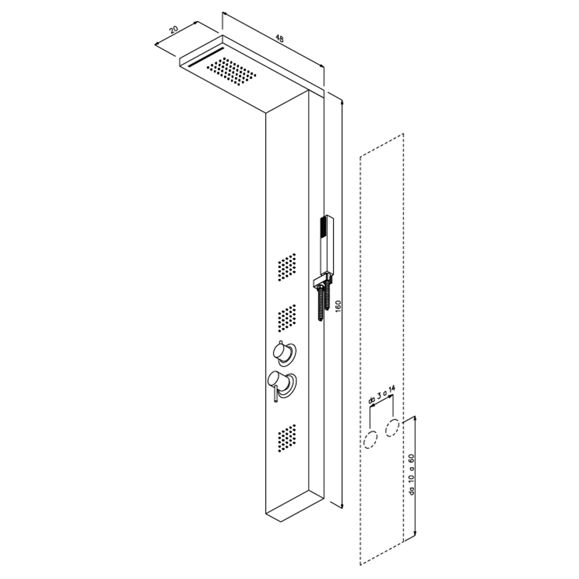 Colonna Doccia Bianco Opaco Idromassaggio con 4 funzioni MANHATTAN in Rubinetti per vasca Mondialshop - Parabiago, commercioVirtuoso.it