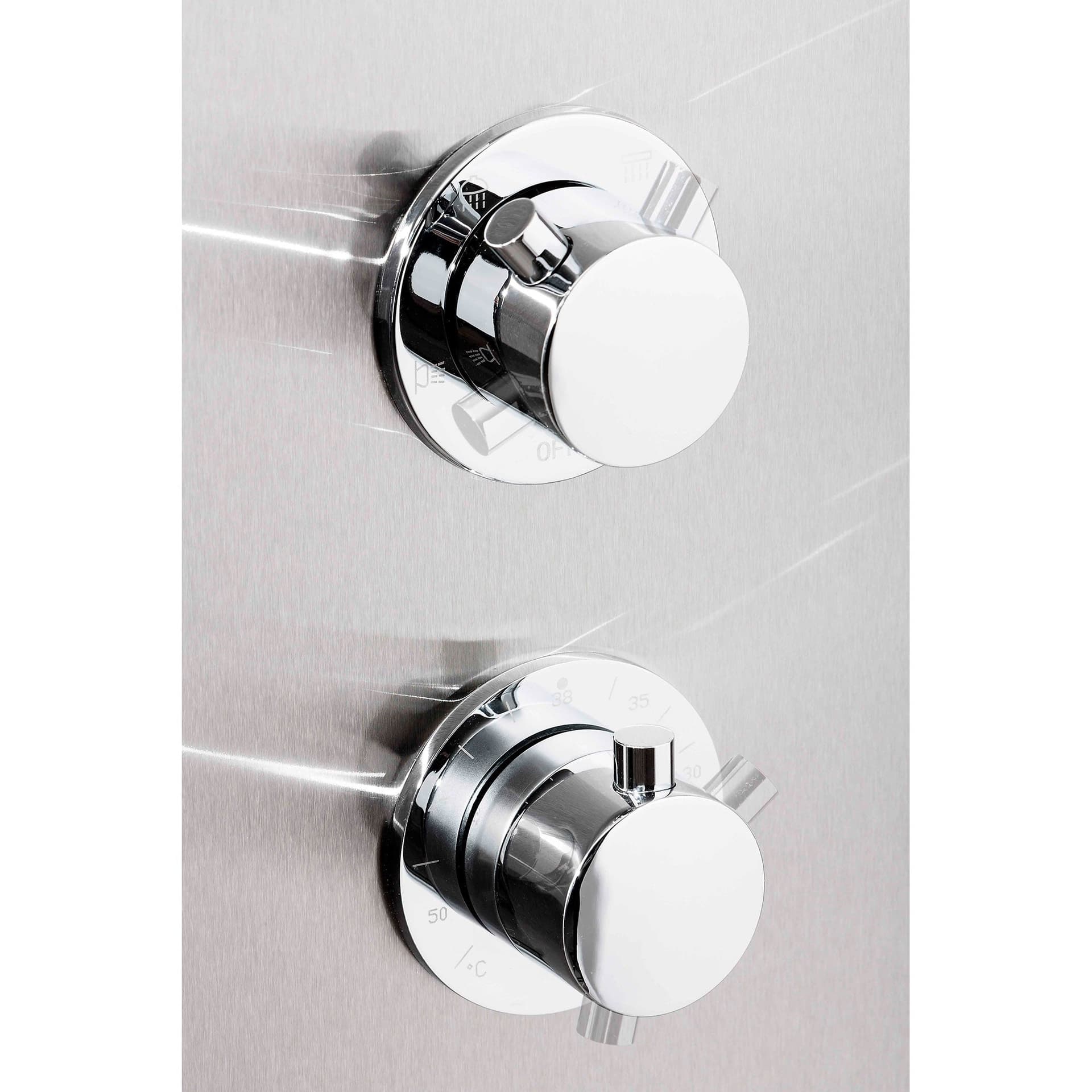 Pannello Doccia Idromassaggio Termostatico Acciaio Inox Spazzolato con Effetto Cascata MANHATTAN PLUS in Rubinetti per vasca Mondialshop - Parabiago, commercioVirtuoso.it