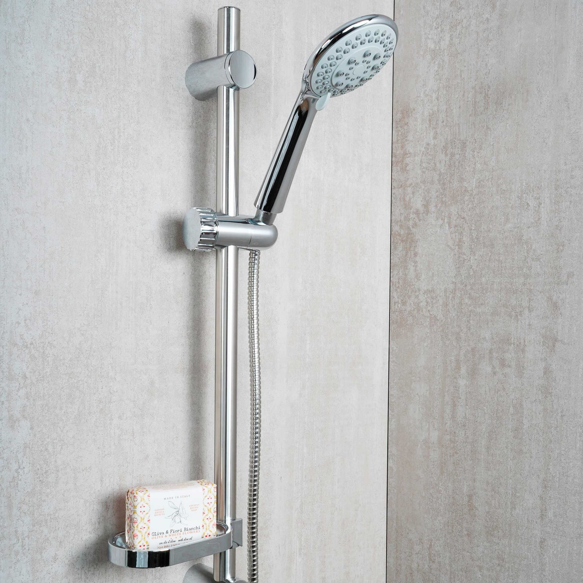 Set Doccia Saliscendi Cromato 5 Getti in Aciaio Inox e Abs CAPRI in Rubinetti per vasca Mondialshop - Parabiago, commercioVirtuoso.it