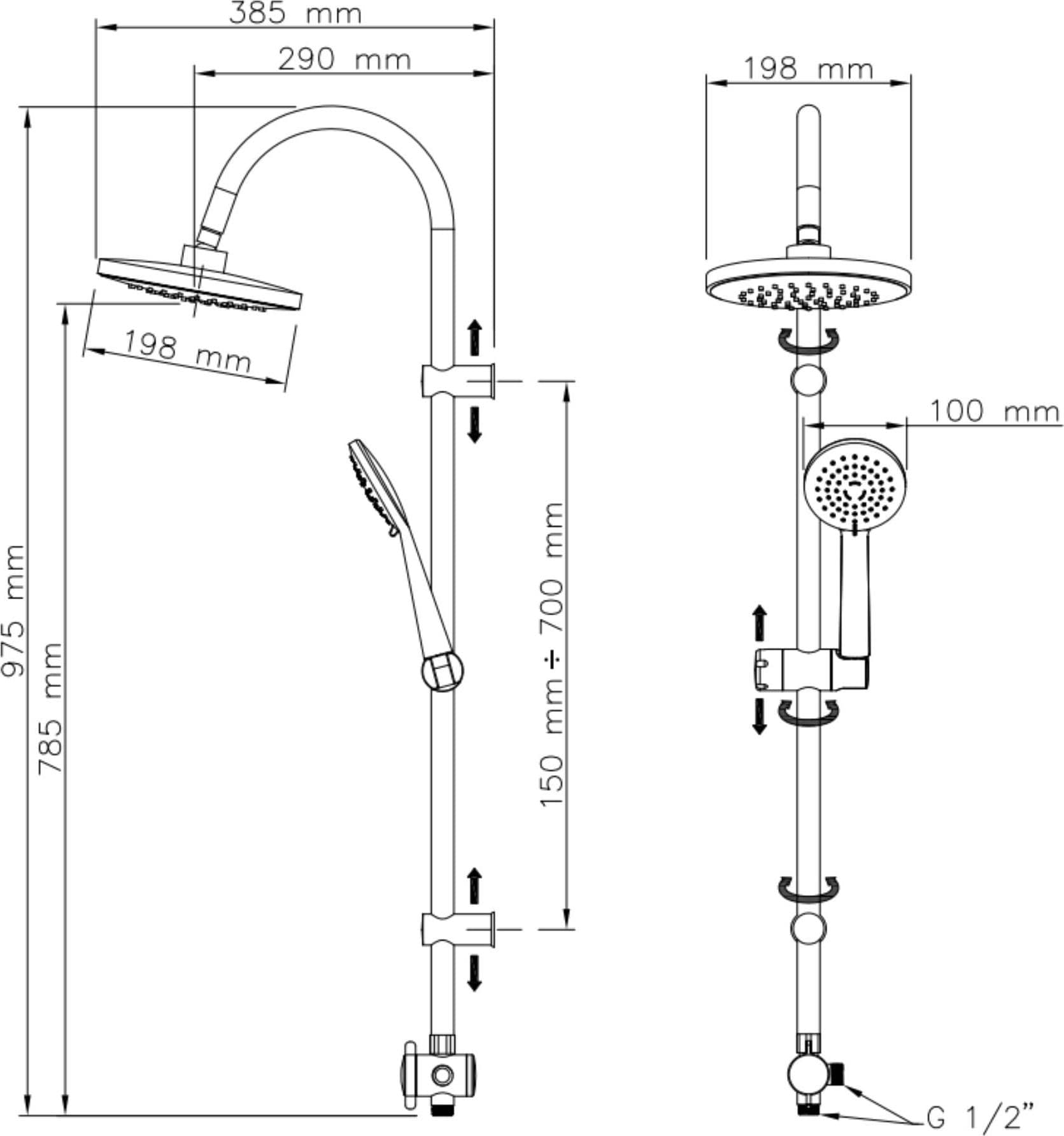 Colonna Doccia Cromata con Miscelatore a 2 Vie Soffione e Doccetta VOYAGER in Rubinetti per vasca Mondialshop - Parabiago, commercioVirtuoso.it