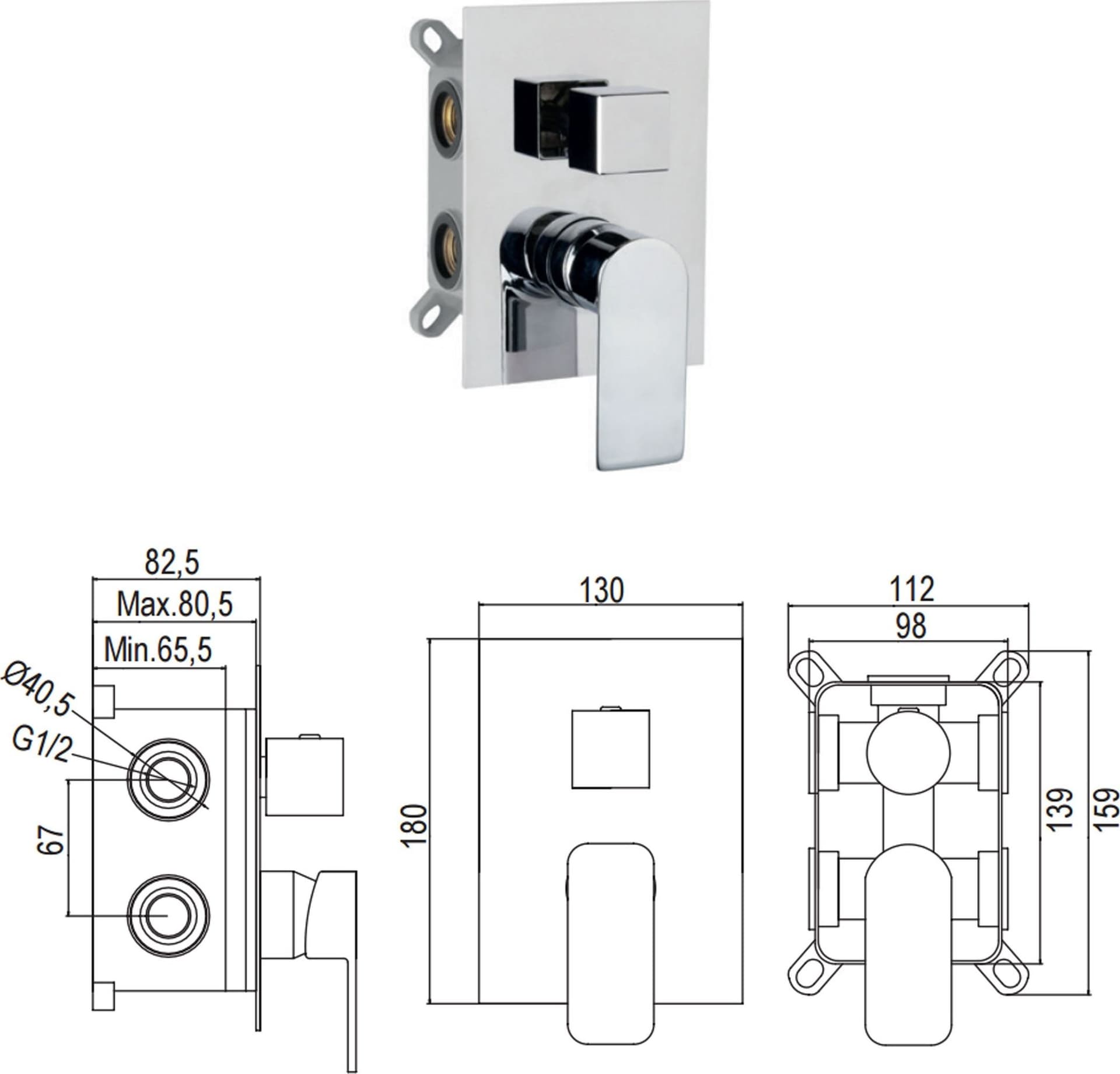 Kit doccia incasso 5pz Miscelatore Soffione 25x25 Braccio doccia Doccetta Flessibile Alpha in Rubinetti per vasca Mondialshop - Parabiago, commercioVirtuoso.it