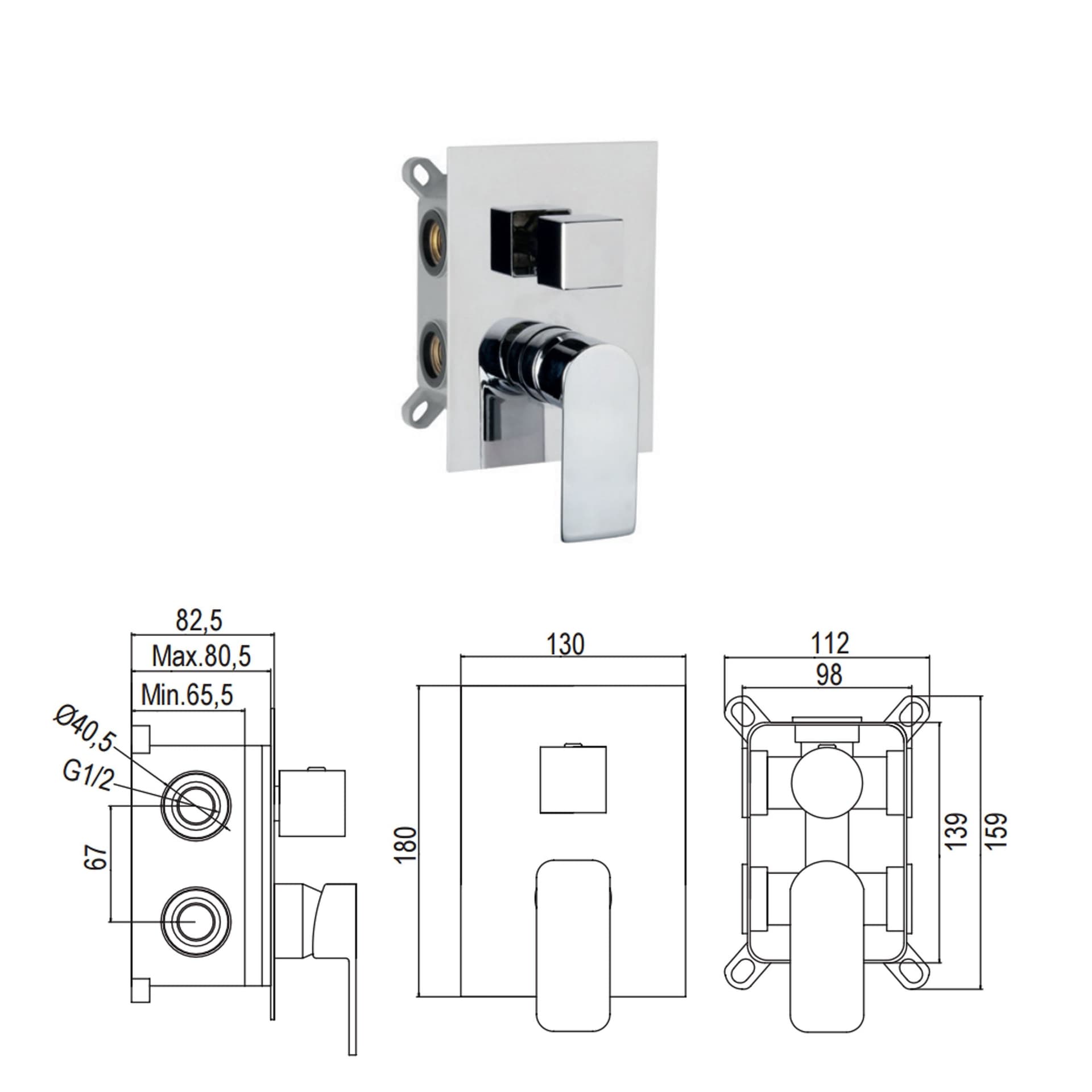 Kit doccia incasso 5pz Miscelatore Soffione 25x25 Braccio doccia Doccetta Flessibile Alpha in Rubinetti per vasca Mondialshop - Parabiago, commercioVirtuoso.it