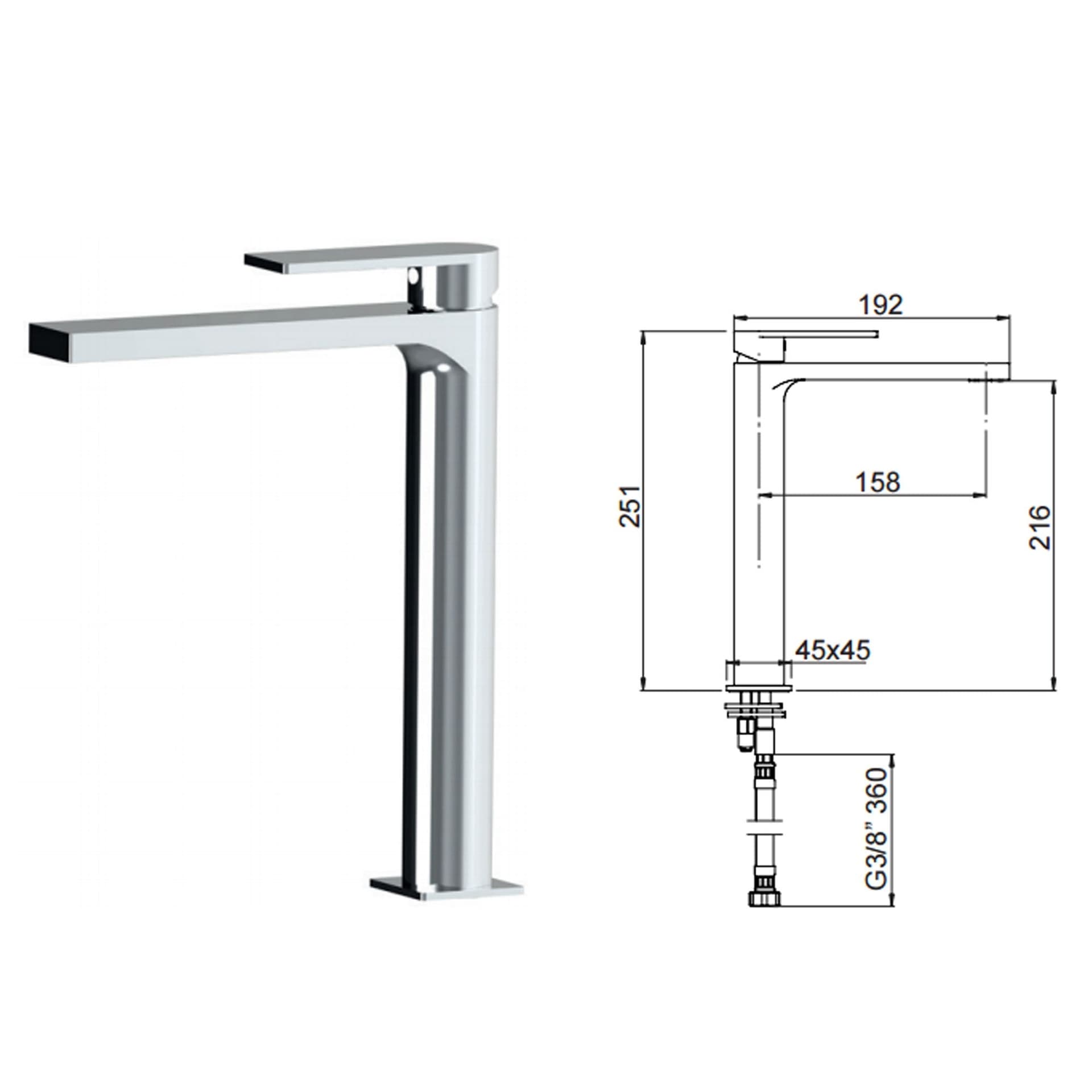 Rubinetto Lavabo Alto Alpha Cromo in Rubinetti per lavandini bagno Mondialshop - Parabiago, commercioVirtuoso.it
