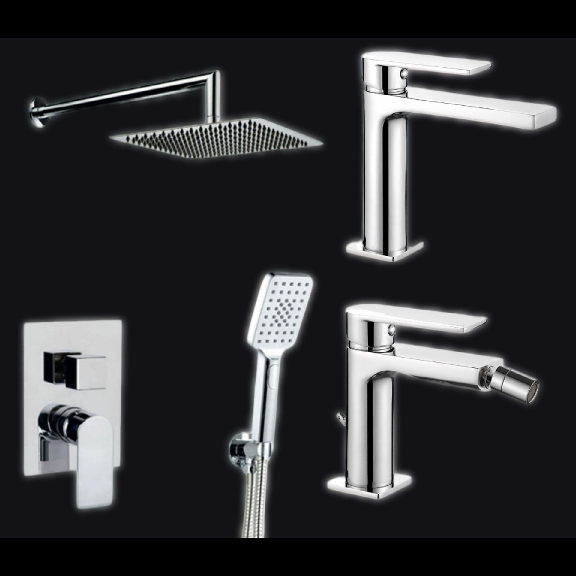 Kit miscelatori cromati Lavabo - Bidet - Kit Doccia ALPHA in Rubinetti per bidet Mondialshop - Parabiago, commercioVirtuoso.it