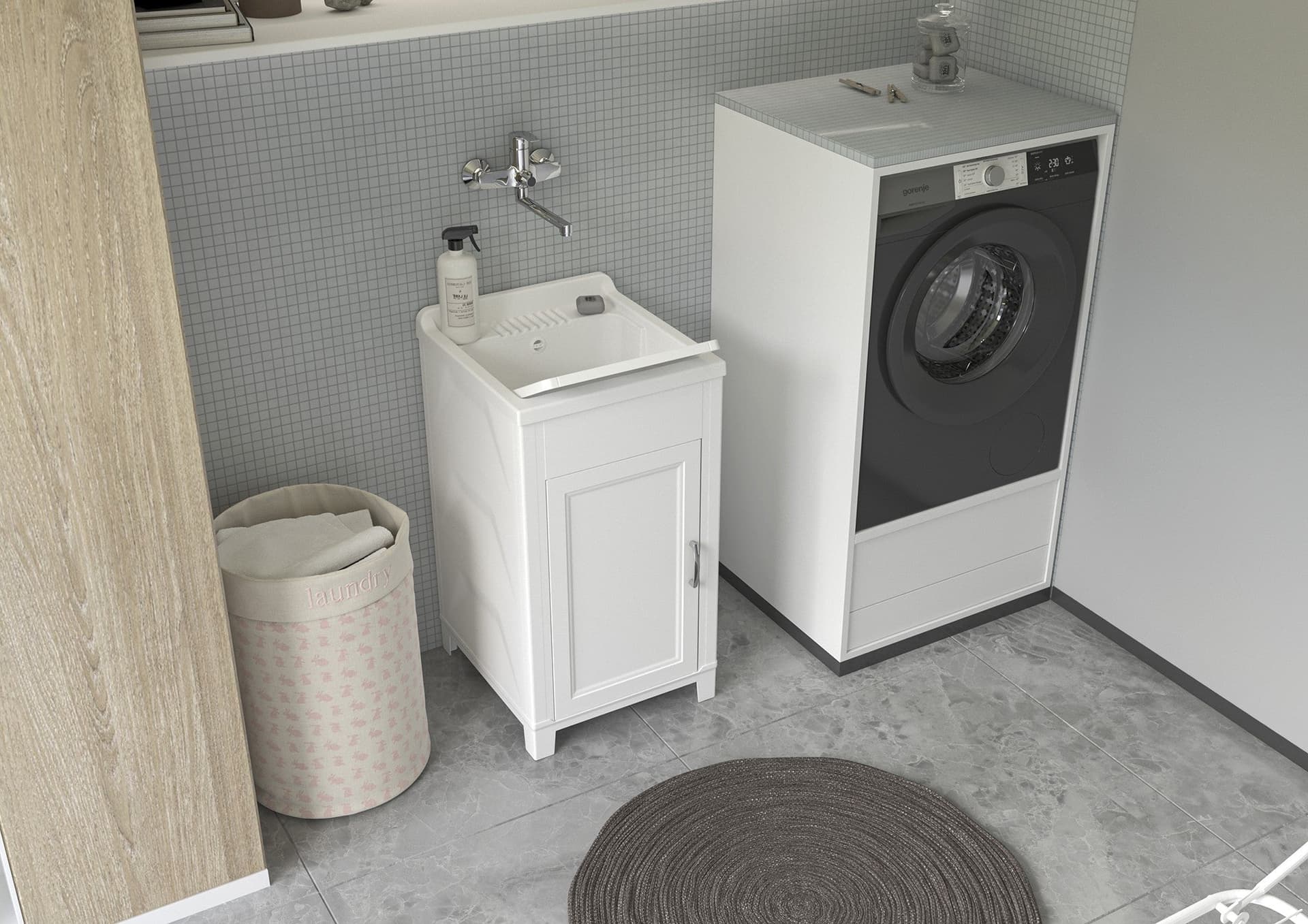 Mobile lavanderia in resina per interni 50x46 in Lavandini di lavanderia e pluriuso Mondialshop - Parabiago, commercioVirtuoso.it