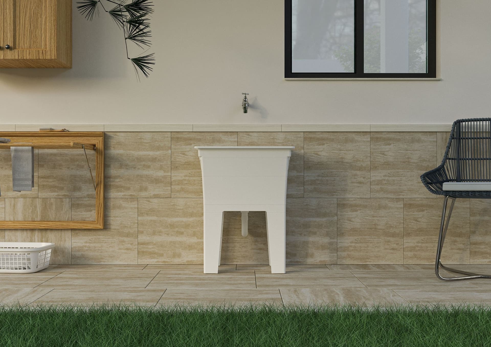 Mobile Lavatoio Monoblocco cm 59x41 in Lavandini di lavanderia e pluriuso Mondialshop - Parabiago, commercioVirtuoso.it