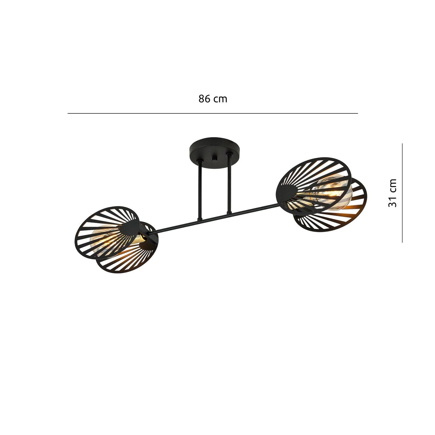 Plafoniera Contemporanea 2 Luci Tallia In Acciaio Nero E Oro in Lampadari LuceArt - Montecorvino Pugliano, commercioVirtuoso.it