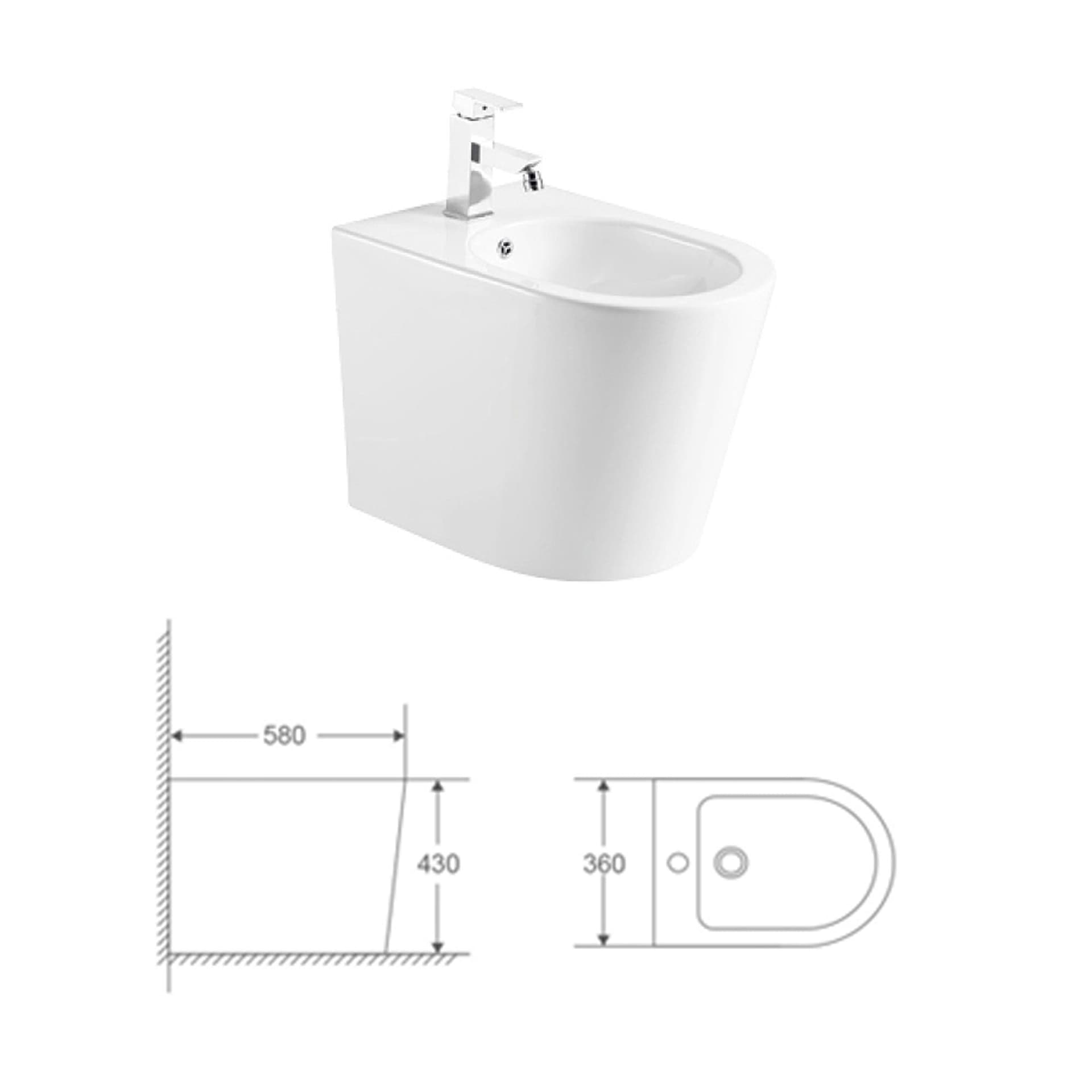 Sanitari filo muro wc e bidet scarico ciclonico senza brida RIVER in Vasi WC Mondialshop - Parabiago, commercioVirtuoso.it