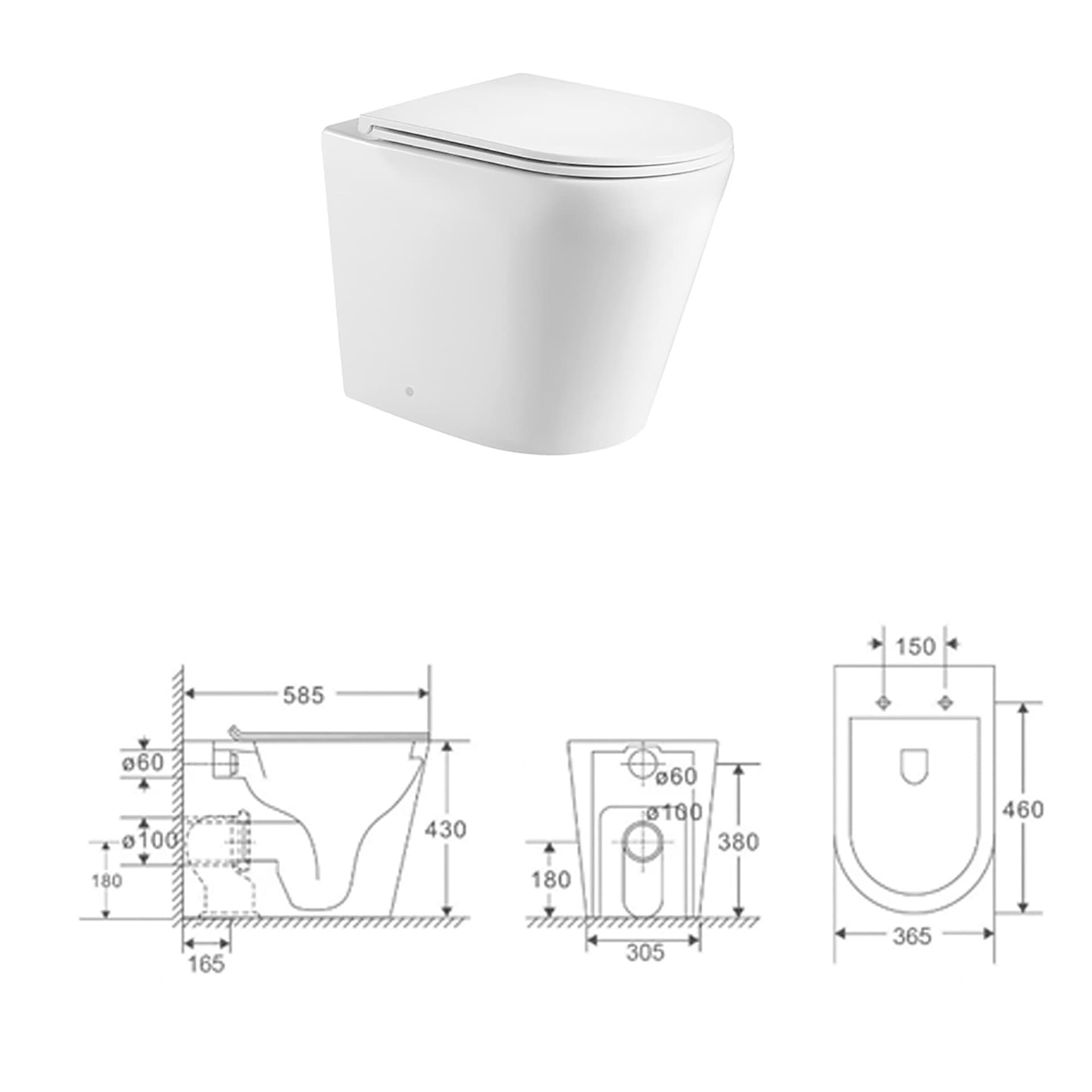 Sanitari filo muro wc e bidet scarico ciclonico senza brida RIVER in Vasi WC Mondialshop - Parabiago, commercioVirtuoso.it