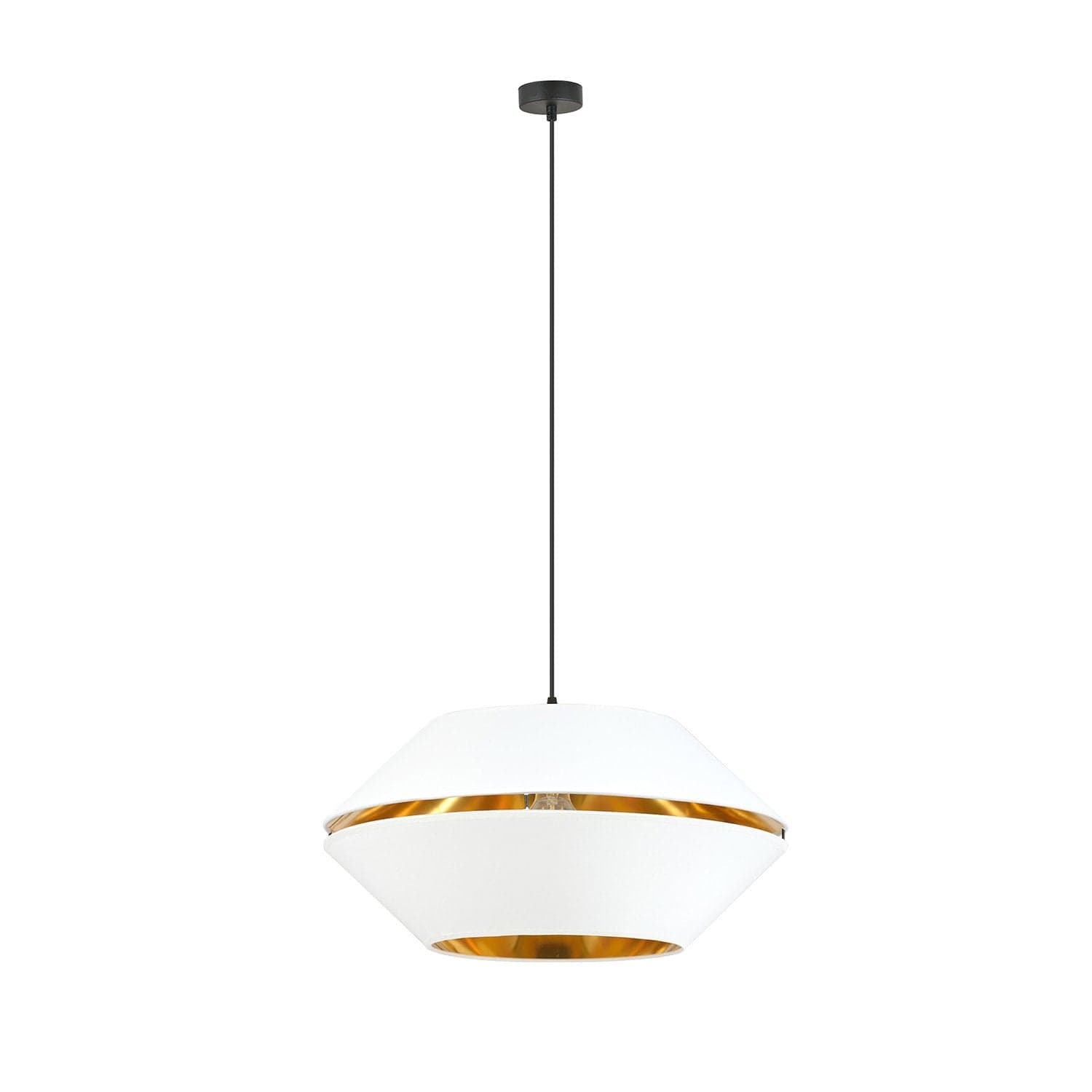 Sospensione Contemporanea 1 Luce Piano In Metallo Bianco E Oro in Lampadari LuceArt - Montecorvino Pugliano, commercioVirtuoso.it
