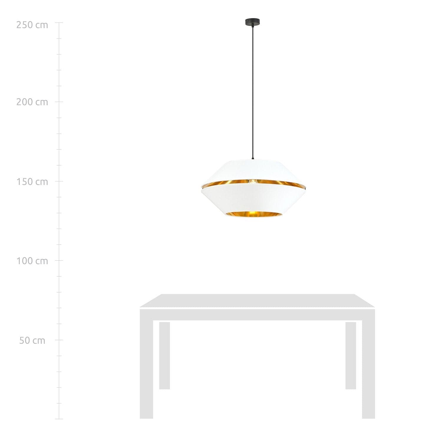 Sospensione Contemporanea 1 Luce Piano In Metallo Bianco E Oro in Lampadari LuceArt - Montecorvino Pugliano, commercioVirtuoso.it