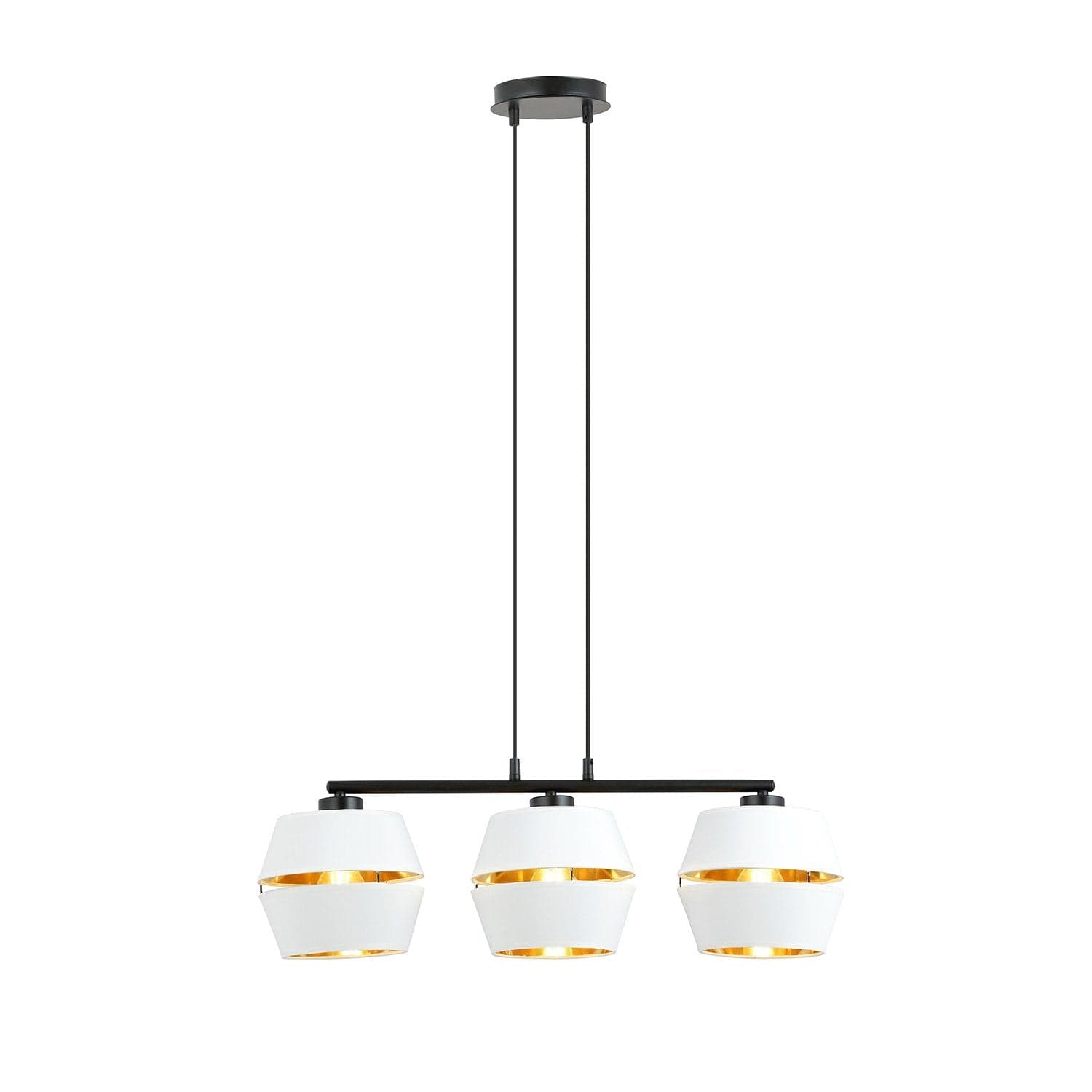 Sospensione Contemporanea 3 Luci Piano In Metallo Bianco E Oro in Lampadari LuceArt - Montecorvino Pugliano, commercioVirtuoso.it