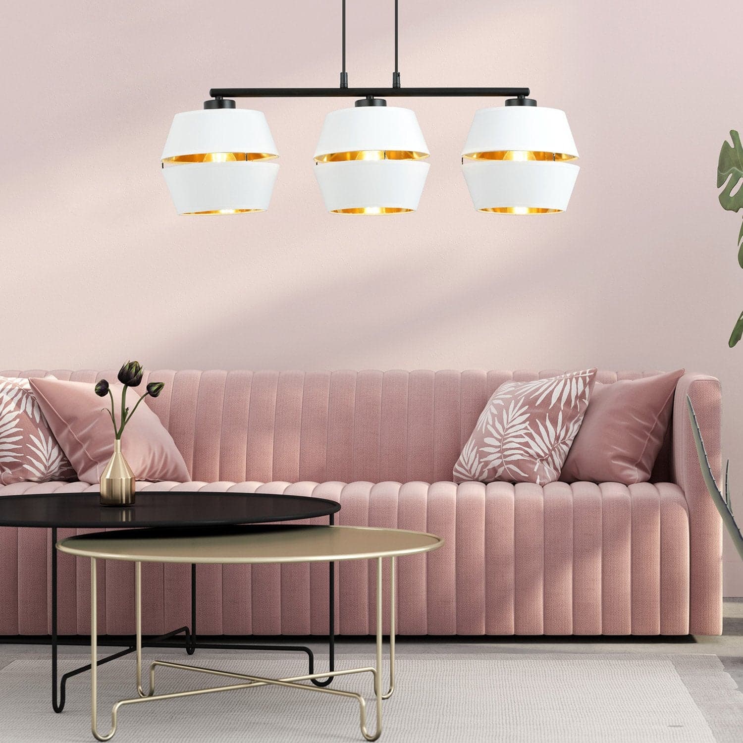 Sospensione Contemporanea 3 Luci Piano In Metallo Bianco E Oro in Lampadari LuceArt - Montecorvino Pugliano, commercioVirtuoso.it