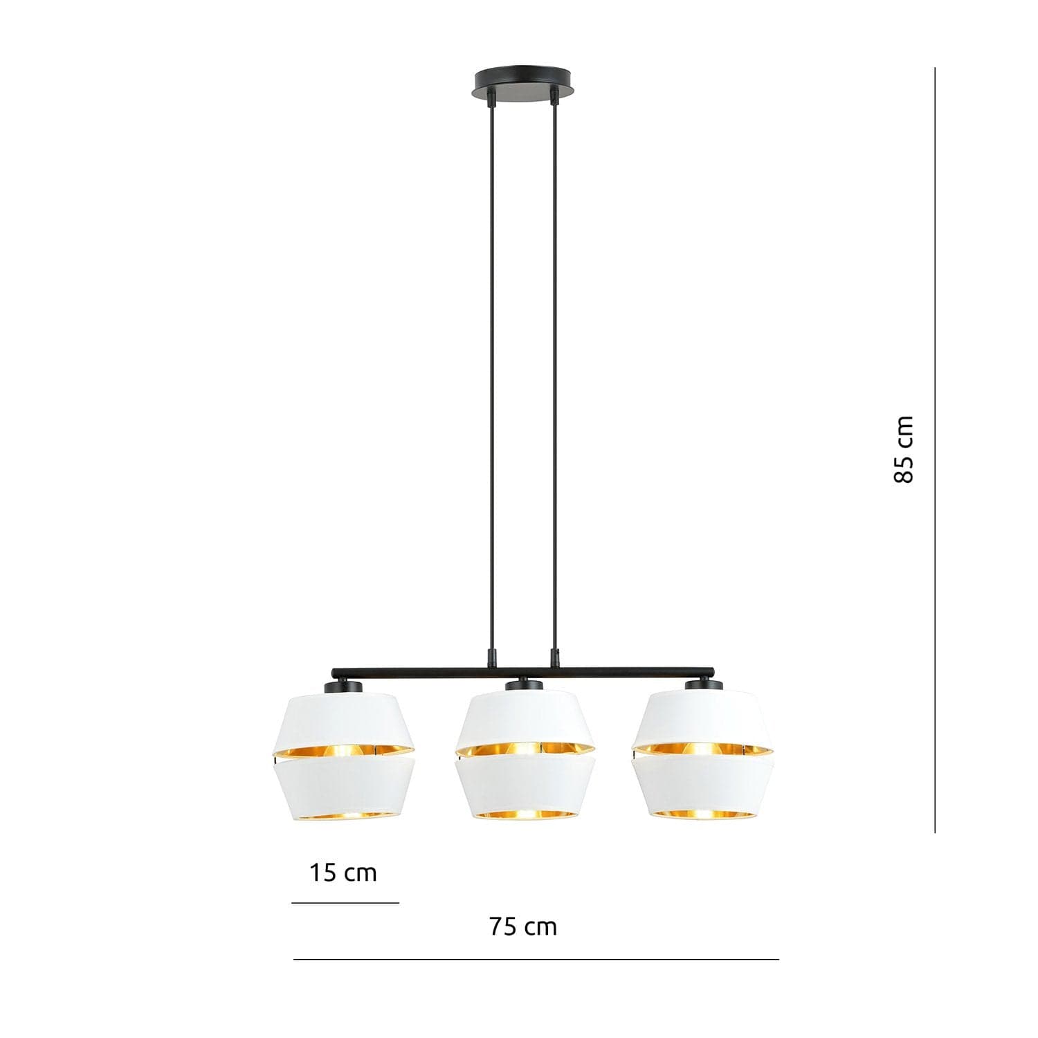 Sospensione Contemporanea 3 Luci Piano In Metallo Bianco E Oro in Lampadari LuceArt - Montecorvino Pugliano, commercioVirtuoso.it