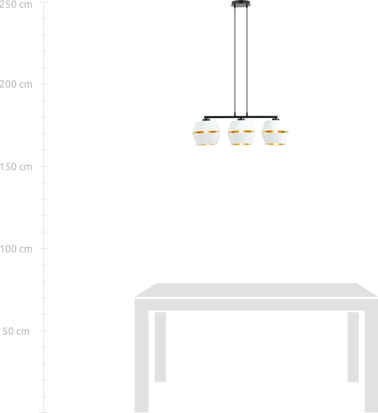 Sospensione Contemporanea 3 Luci Piano In Metallo Bianco E Oro in Lampadari LuceArt - Montecorvino Pugliano, commercioVirtuoso.it