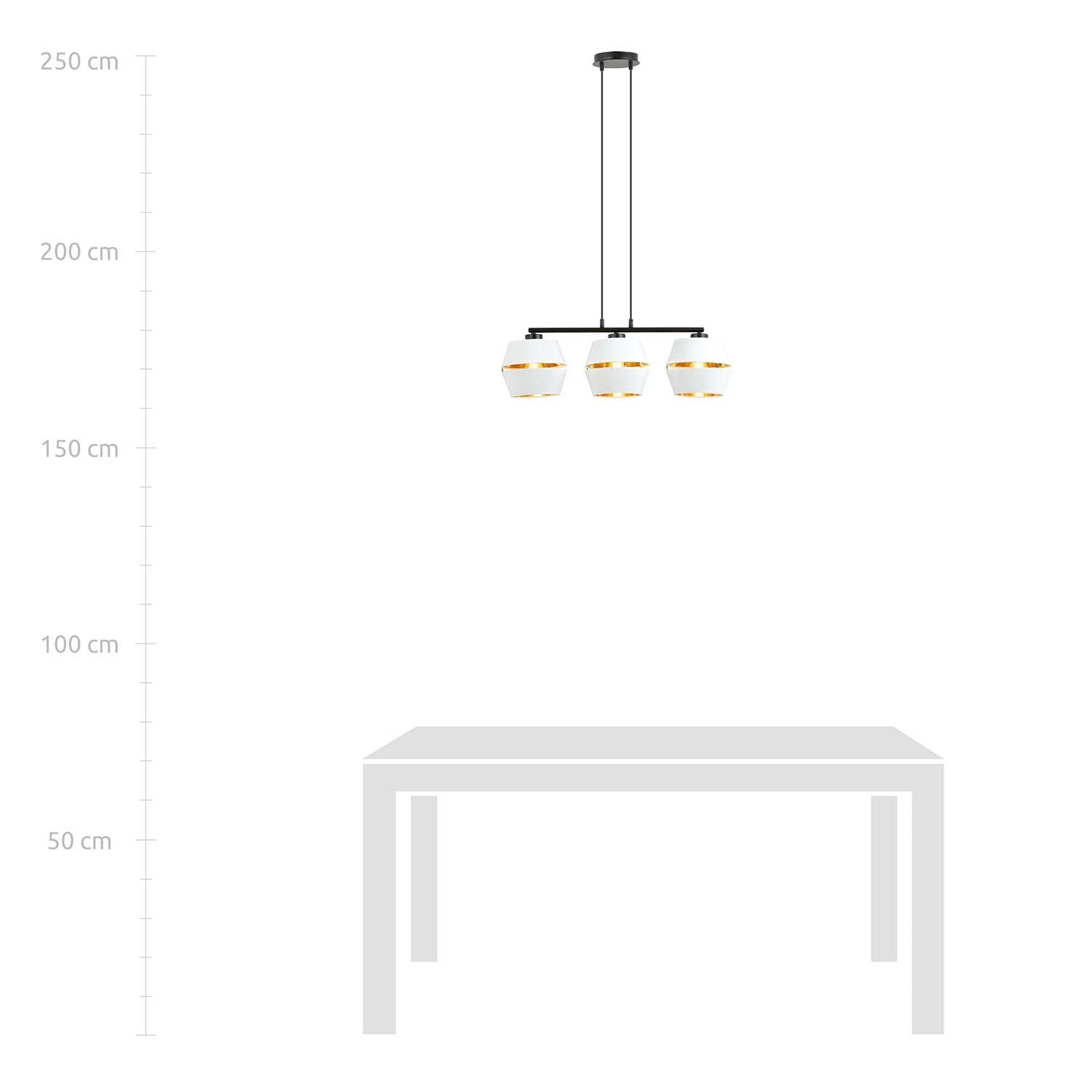 Sospensione Contemporanea 3 Luci Piano In Metallo Bianco E Oro in Lampadari LuceArt - Montecorvino Pugliano, commercioVirtuoso.it