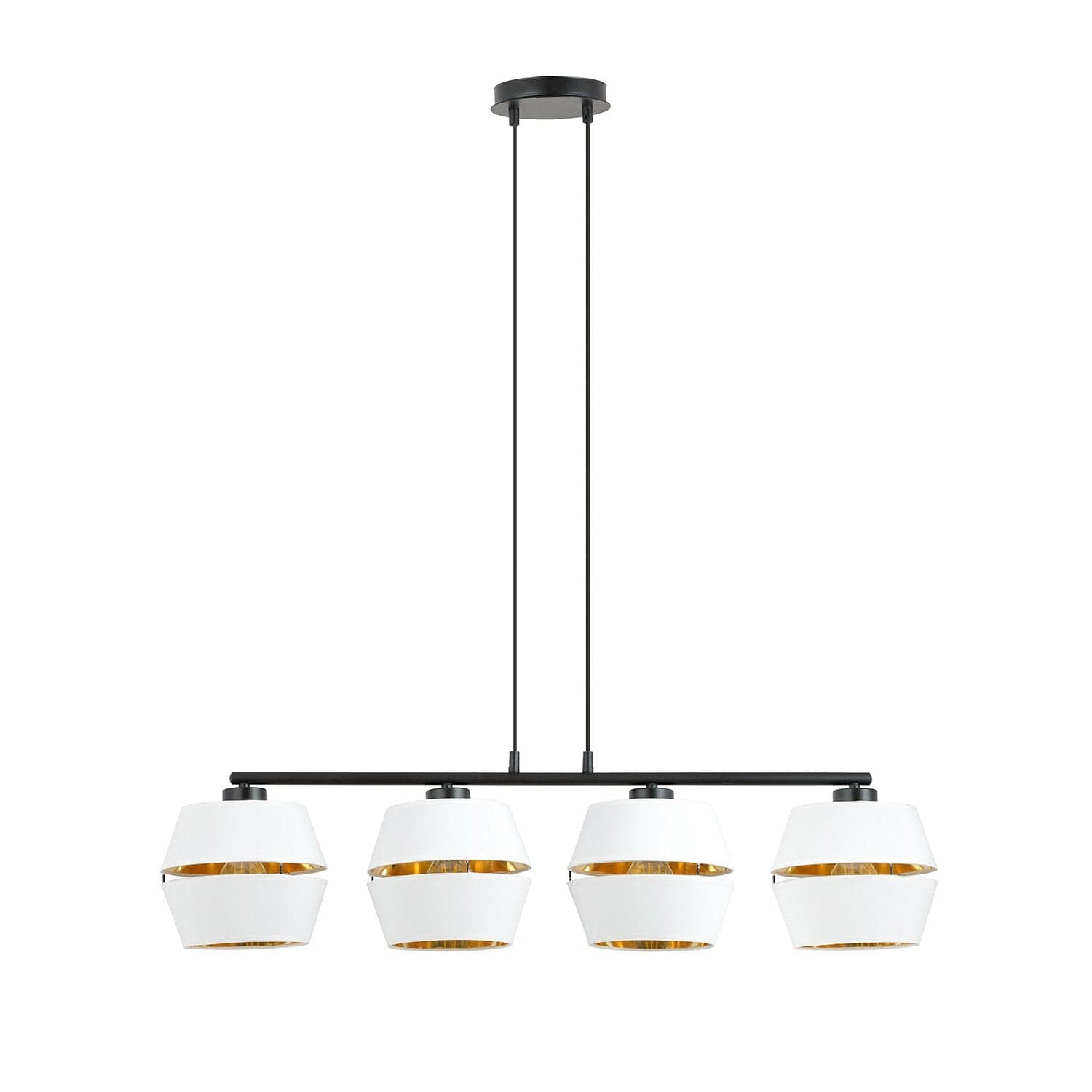Sospensione Contemporanea 4 Luci Piano In Metallo Bianco E Oro in Lampade a sospensione LuceArt - Montecorvino Pugliano, commercioVirtuoso.it