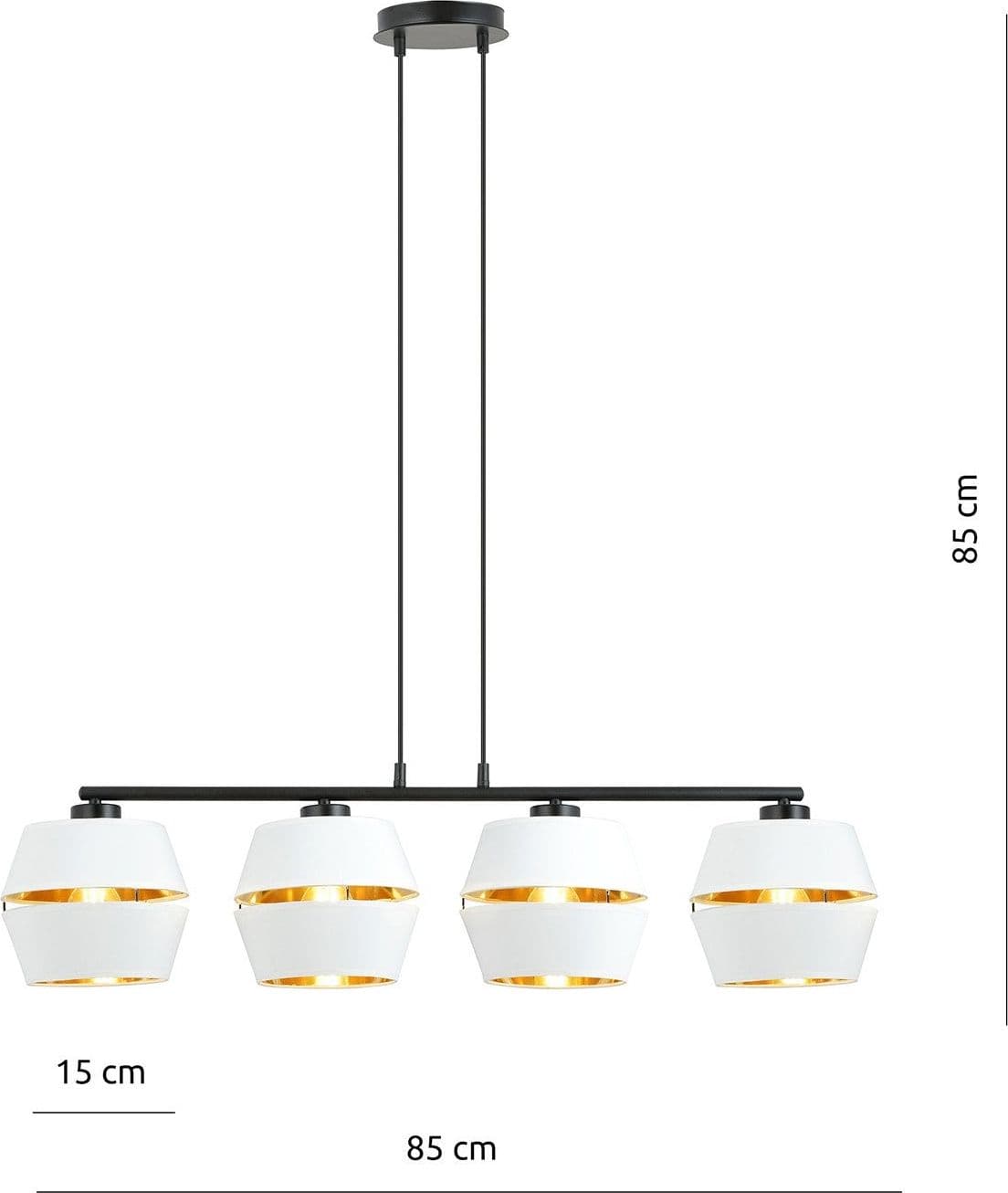 Sospensione Contemporanea 4 Luci Piano In Metallo Bianco E Oro in Lampade a sospensione LuceArt - Montecorvino Pugliano, commercioVirtuoso.it