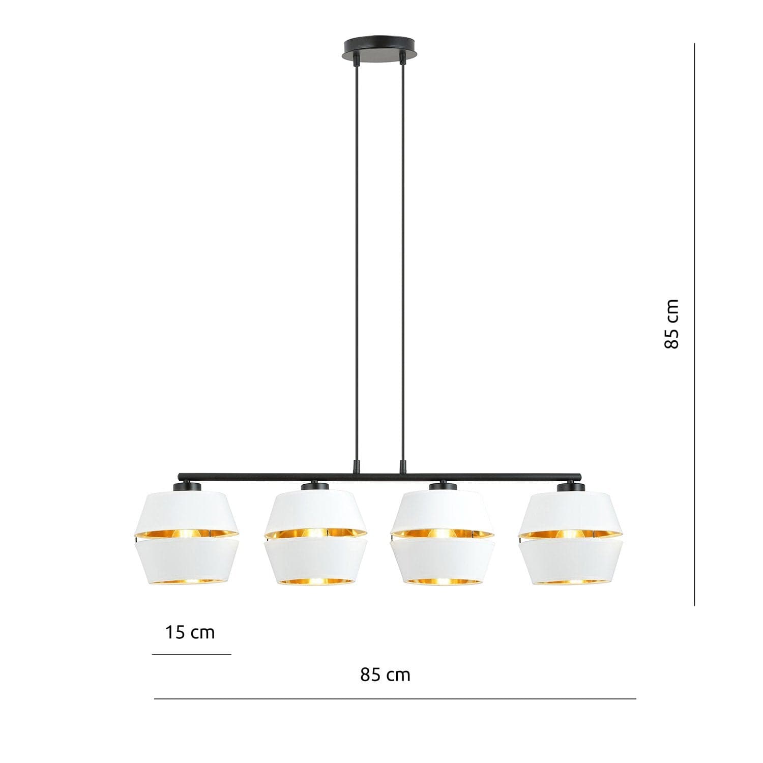 Sospensione Contemporanea 4 Luci Piano In Metallo Bianco E Oro in Lampade a sospensione LuceArt - Montecorvino Pugliano, commercioVirtuoso.it