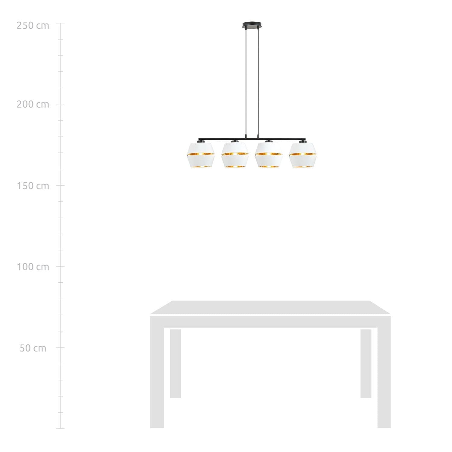Sospensione Contemporanea 4 Luci Piano In Metallo Bianco E Oro in Lampade a sospensione LuceArt - Montecorvino Pugliano, commercioVirtuoso.it