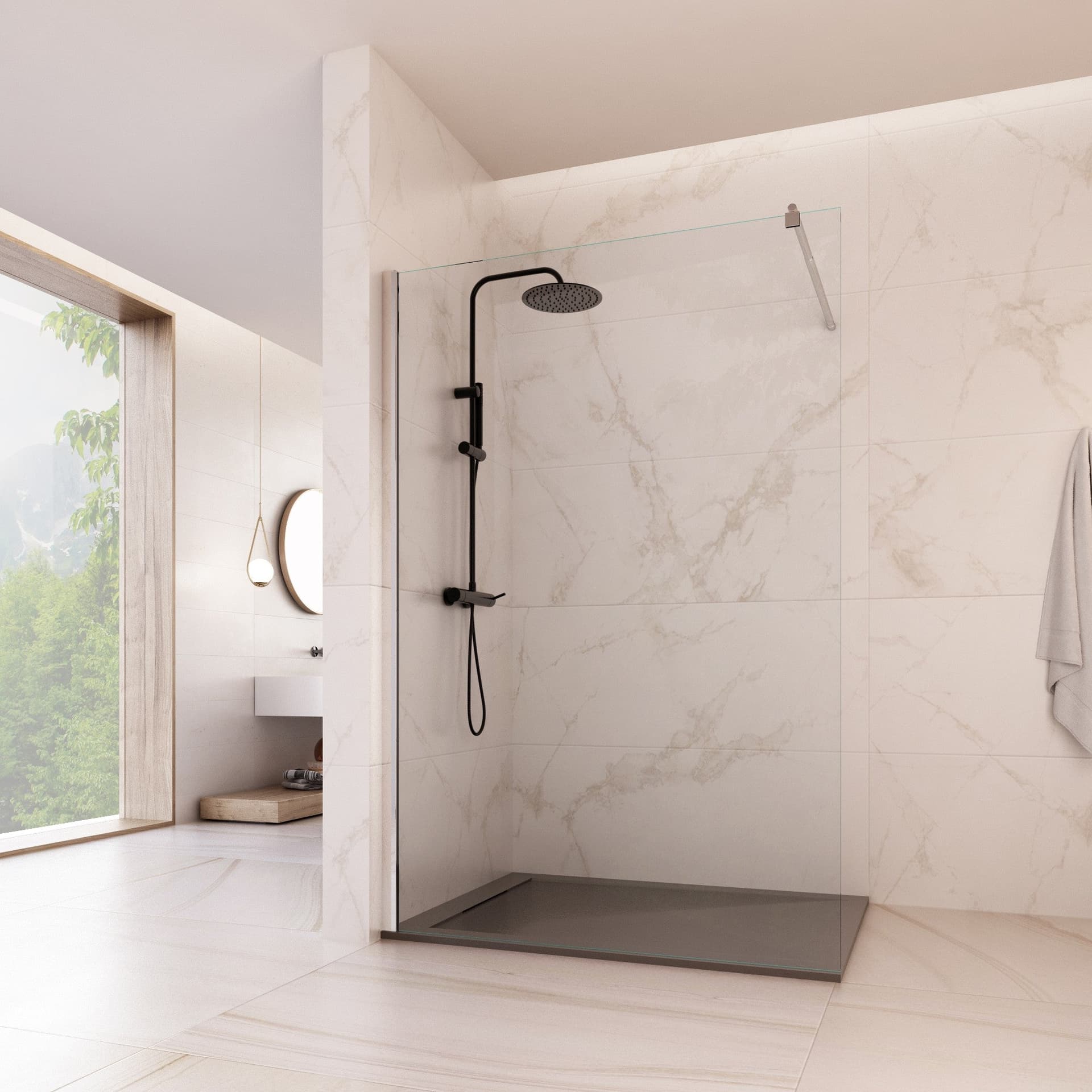 Doccia walk-in 75cm anticalcare trasparente vetro 8mm H195cm | Osiride in Box doccia Mondialshop - Parabiago, commercioVirtuoso.it