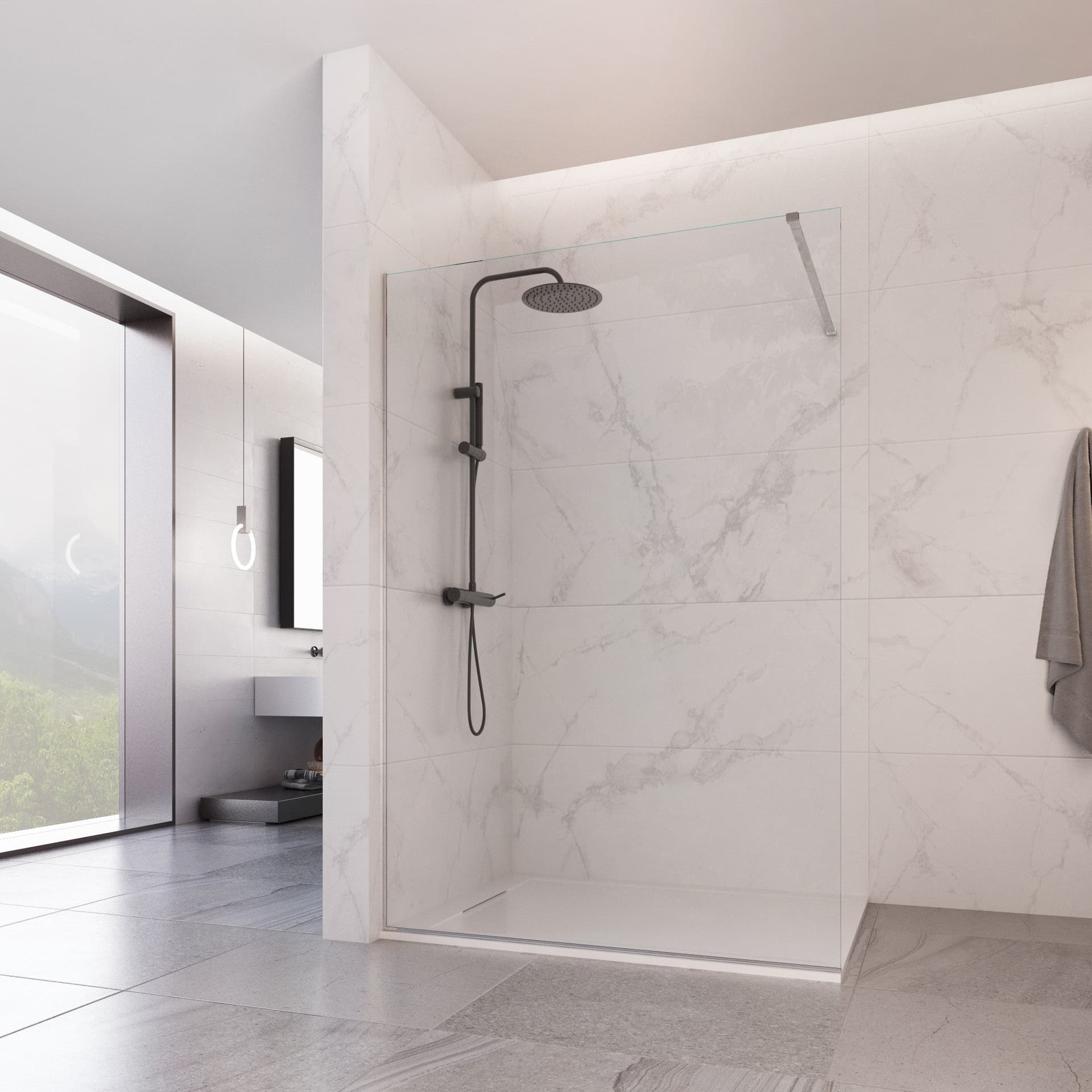 Doccia walk-in 75cm anticalcare trasparente vetro 8mm H195cm | Osiride in Box doccia Mondialshop - Parabiago, commercioVirtuoso.it