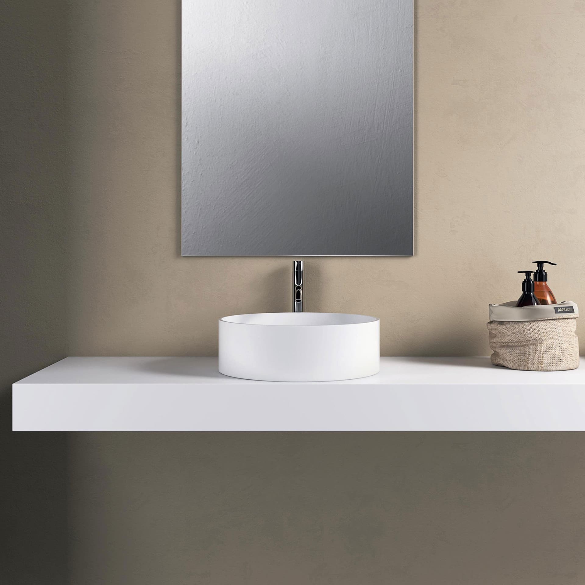 Lavabo bianco opaco tondo 38cm h10 Solid Surface BOWL in Lavabi Mondialshop - Parabiago, commercioVirtuoso.it
