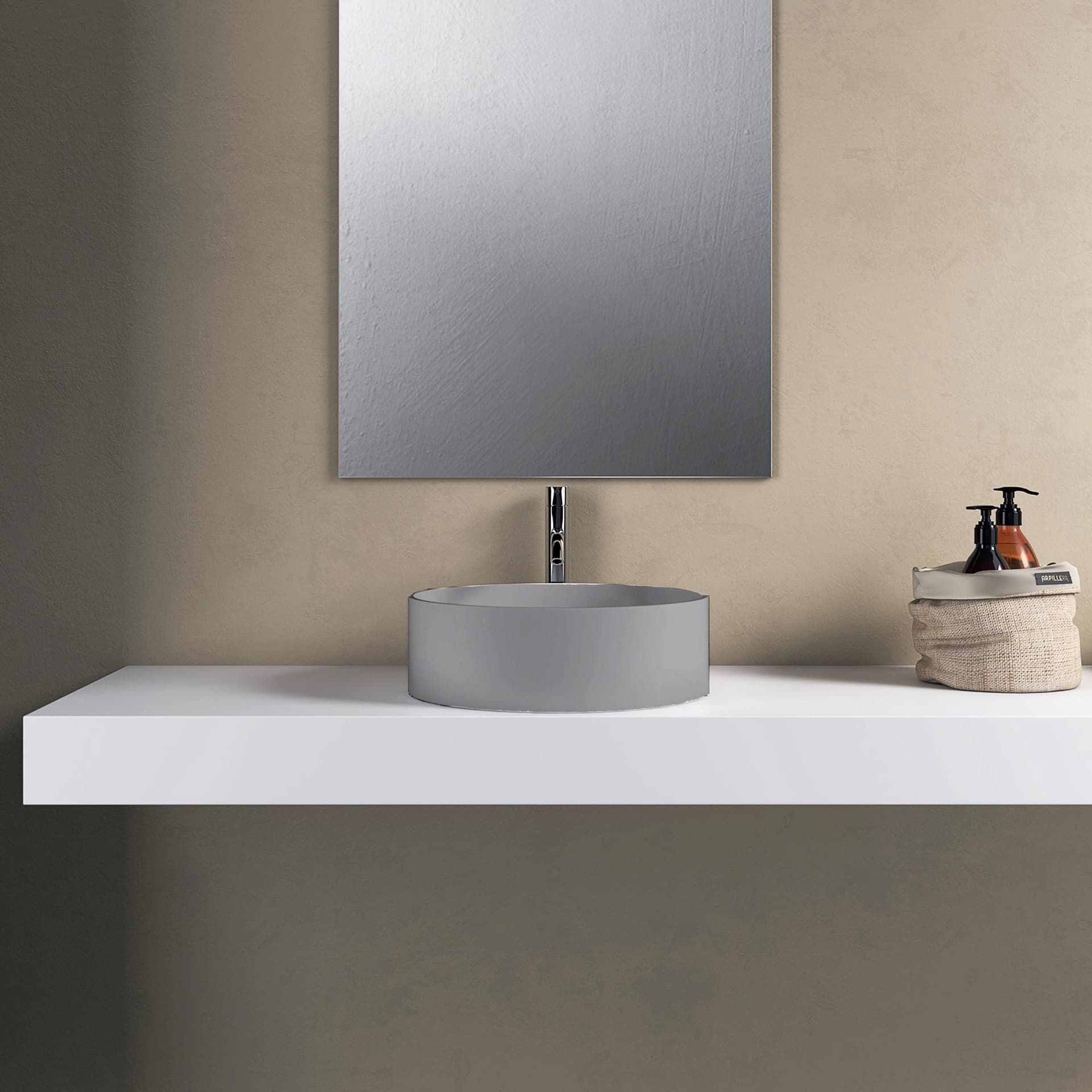 Lavabo da appoggio cemento tondo 38cm h10 Solid Surface BOWL in Lavabi Mondialshop - Parabiago, commercioVirtuoso.it