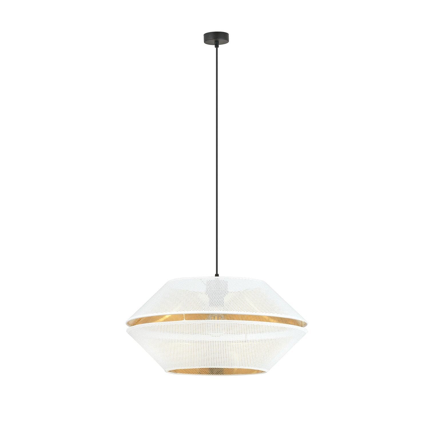 Sospensione Contemporanea 1 Luce Malia In Metallo Bianco E Oro in Lampade a sospensione LuceArt - Montecorvino Pugliano, commercioVirtuoso.it
