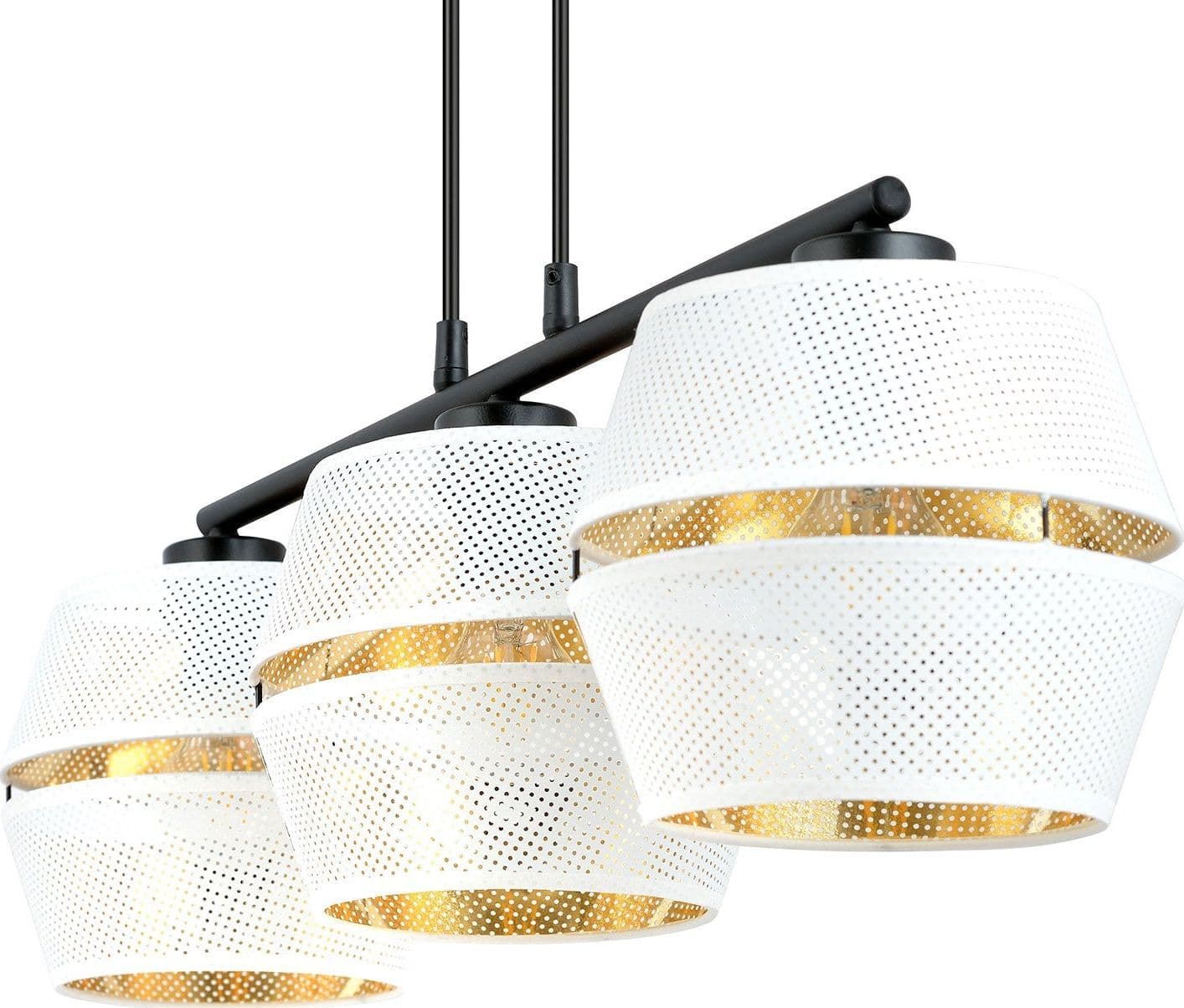 Sospensione Contemporanea 3 Luci Malia In Metallo Bianco E Oro in Lampade a sospensione LuceArt - Montecorvino Pugliano, commercioVirtuoso.it