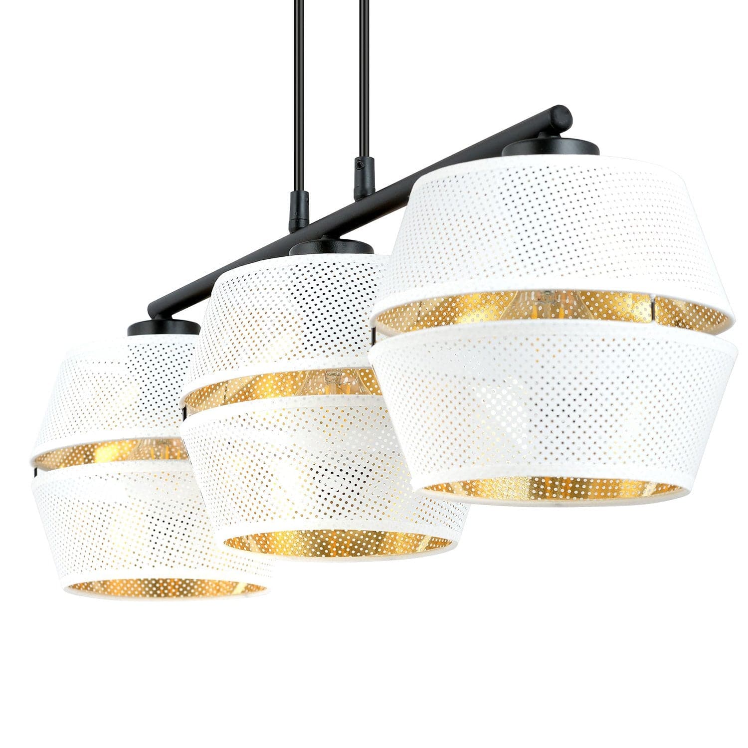 Sospensione Contemporanea 3 Luci Malia In Metallo Bianco E Oro in Lampade a sospensione LuceArt - Montecorvino Pugliano, commercioVirtuoso.it
