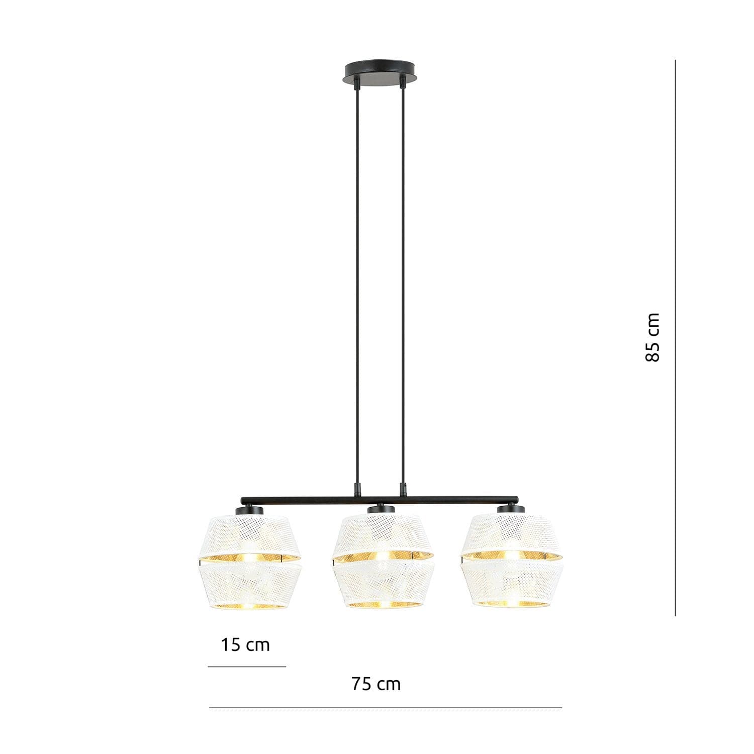 Sospensione Contemporanea 3 Luci Malia In Metallo Bianco E Oro in Lampade a sospensione LuceArt - Montecorvino Pugliano, commercioVirtuoso.it