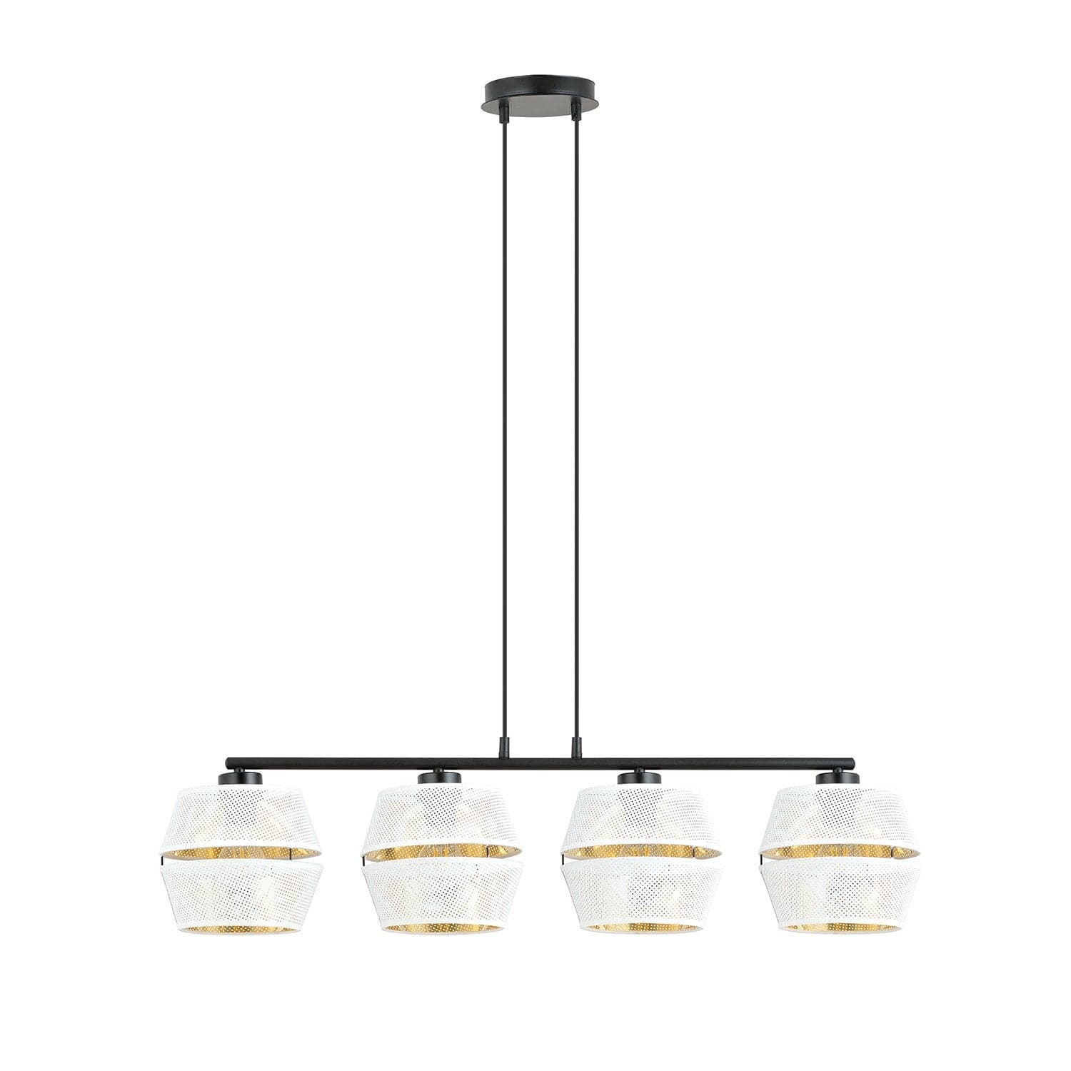 Sospensione Contemporanea 4 Luci Malia In Metallo Bianco E Oro in Lampade a sospensione LuceArt - Montecorvino Pugliano, commercioVirtuoso.it