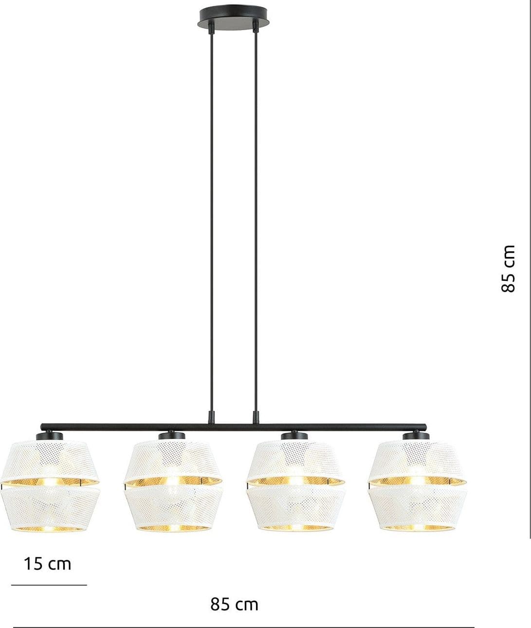 Sospensione Contemporanea 4 Luci Malia In Metallo Bianco E Oro in Lampade a sospensione LuceArt - Montecorvino Pugliano, commercioVirtuoso.it