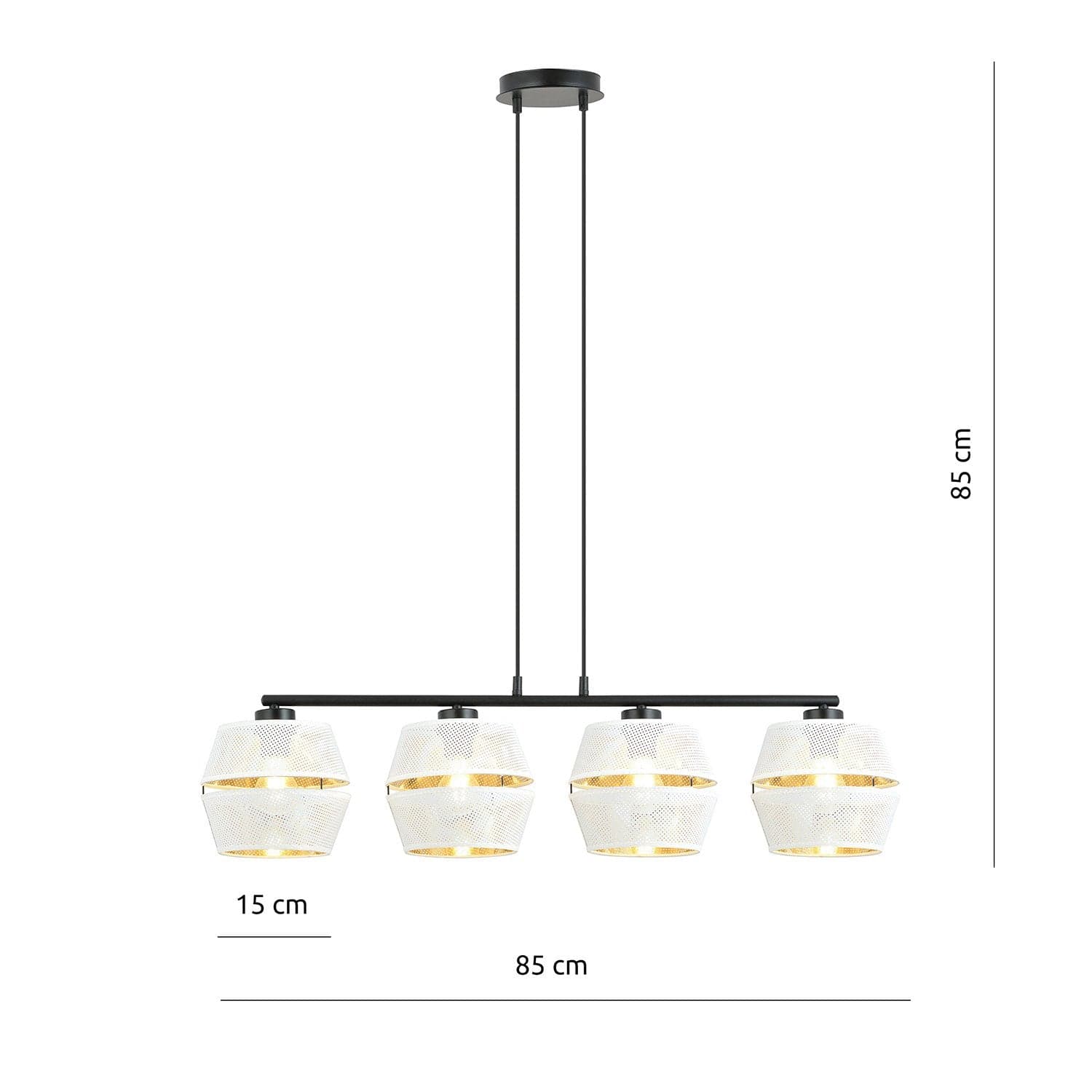 Sospensione Contemporanea 4 Luci Malia In Metallo Bianco E Oro in Lampade a sospensione LuceArt - Montecorvino Pugliano, commercioVirtuoso.it