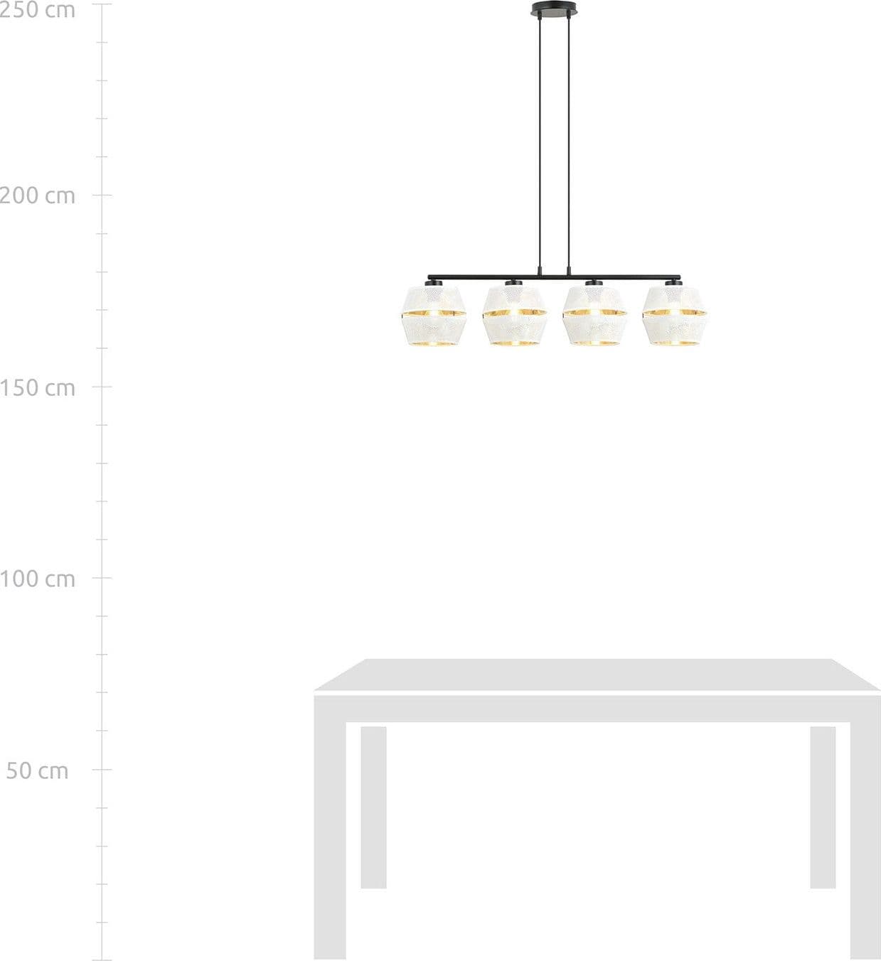 Sospensione Contemporanea 4 Luci Malia In Metallo Bianco E Oro in Lampade a sospensione LuceArt - Montecorvino Pugliano, commercioVirtuoso.it