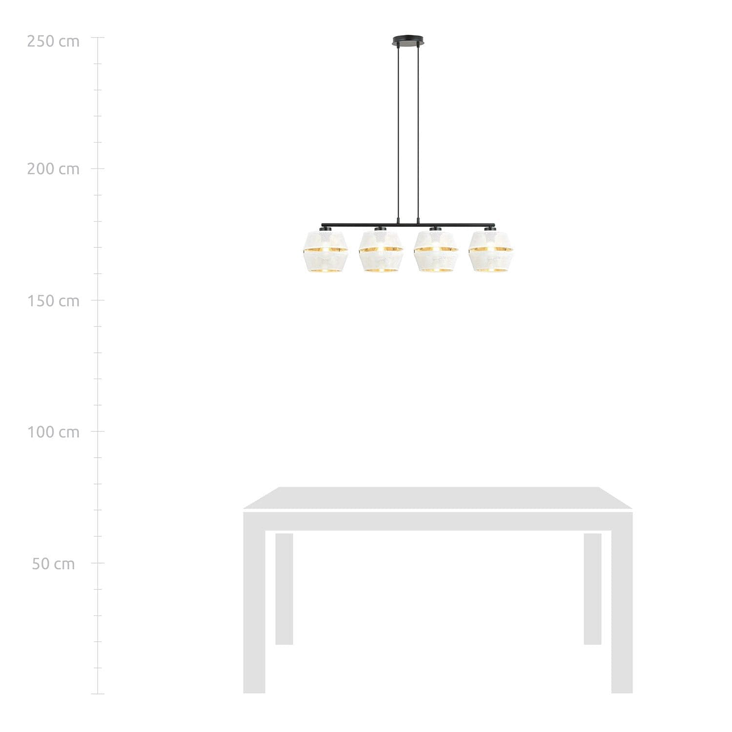 Sospensione Contemporanea 4 Luci Malia In Metallo Bianco E Oro in Lampade a sospensione LuceArt - Montecorvino Pugliano, commercioVirtuoso.it