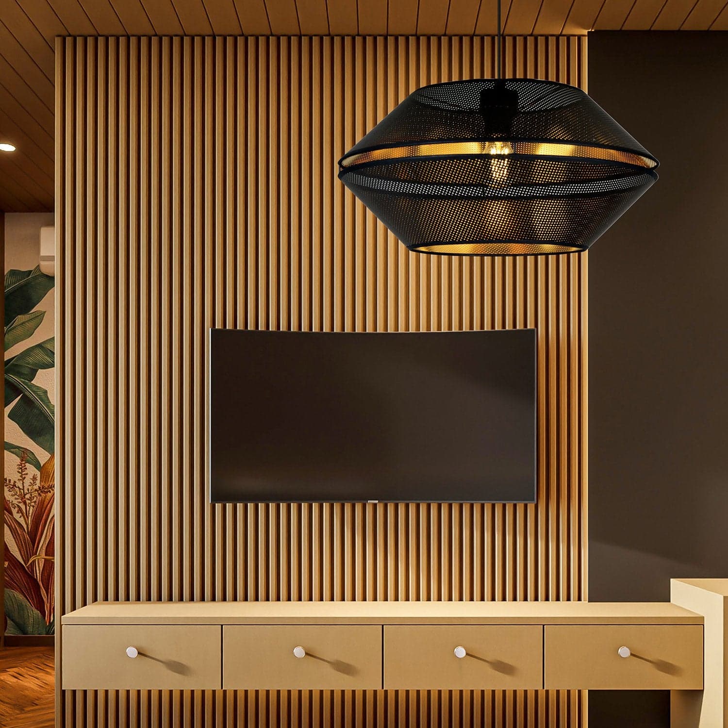 Sospensione Contemporanea 1 Luce Malia In Metallo Nero E Oro in Lampade a sospensione LuceArt - Montecorvino Pugliano, commercioVirtuoso.it