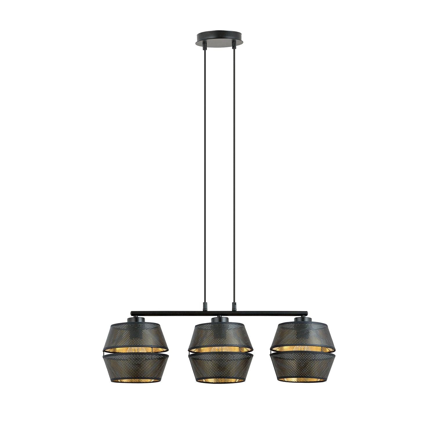 Sospensione Contemporanea 3 Luci Malia In Metallo Nero E Oro in Lampade a sospensione LuceArt - Montecorvino Pugliano, commercioVirtuoso.it