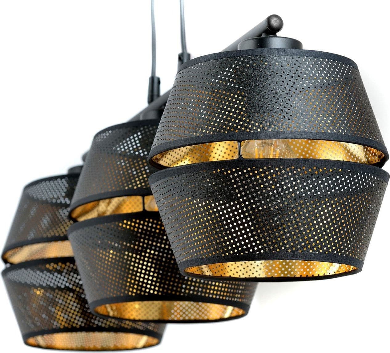 Sospensione Contemporanea 3 Luci Malia In Metallo Nero E Oro in Lampade a sospensione LuceArt - Montecorvino Pugliano, commercioVirtuoso.it