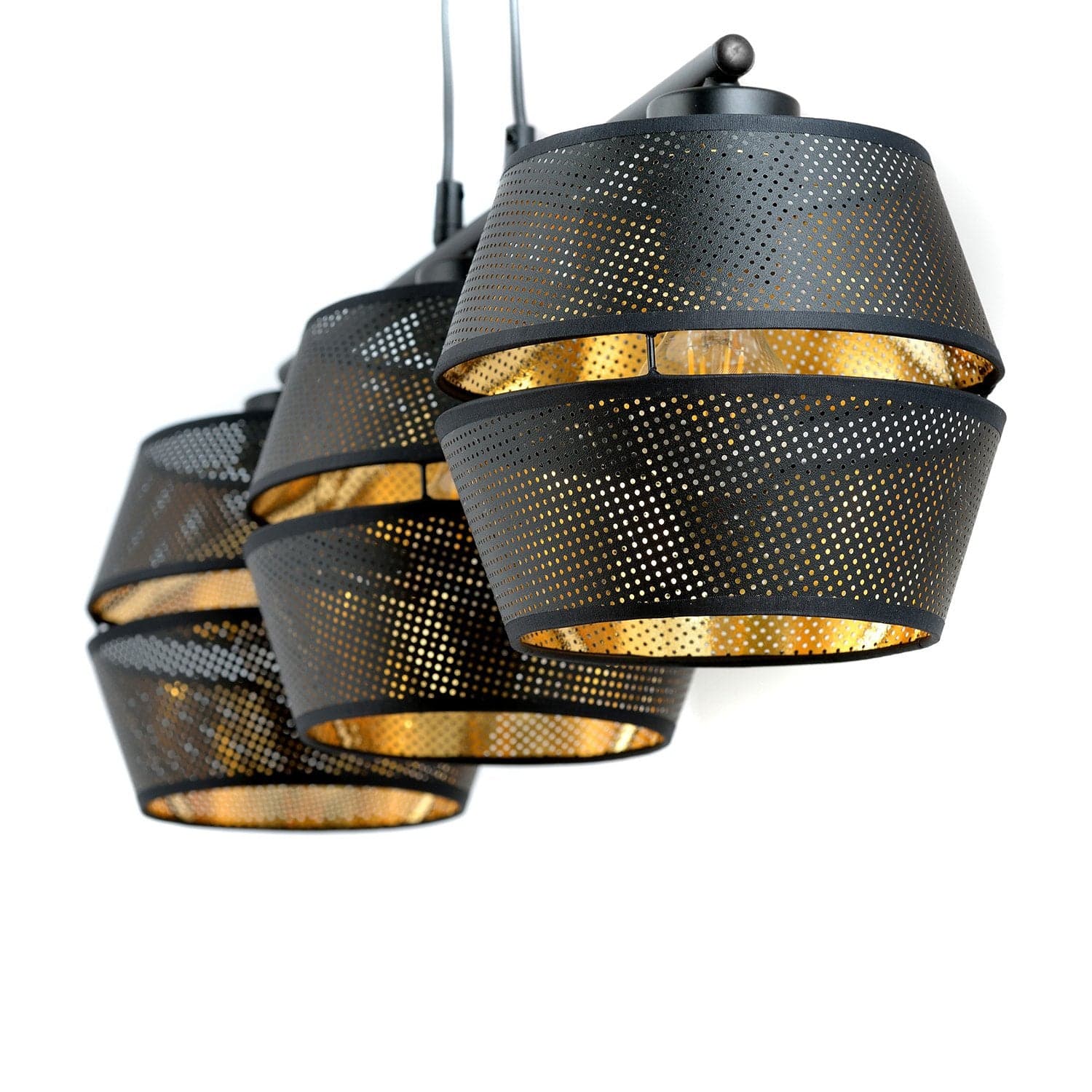 Sospensione Contemporanea 3 Luci Malia In Metallo Nero E Oro in Lampade a sospensione LuceArt - Montecorvino Pugliano, commercioVirtuoso.it