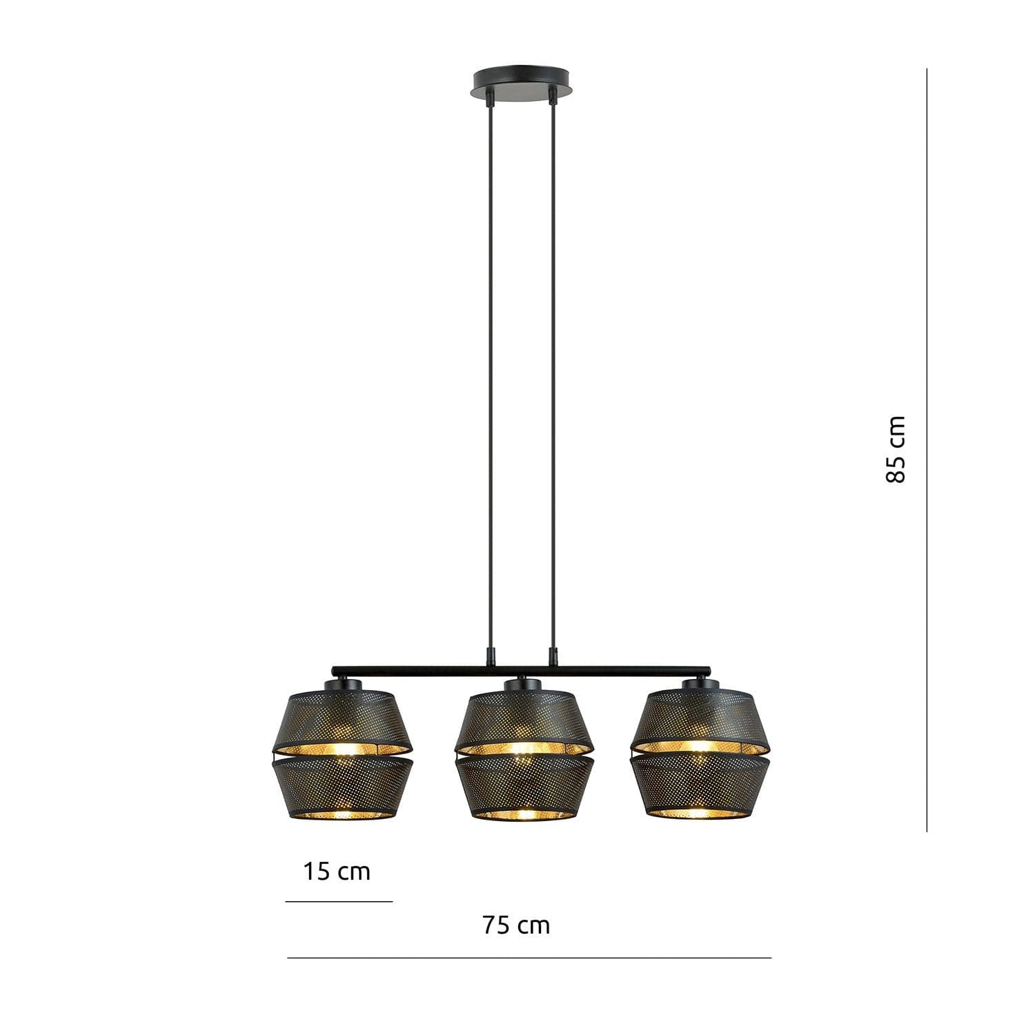 Sospensione Contemporanea 3 Luci Malia In Metallo Nero E Oro in Lampade a sospensione LuceArt - Montecorvino Pugliano, commercioVirtuoso.it