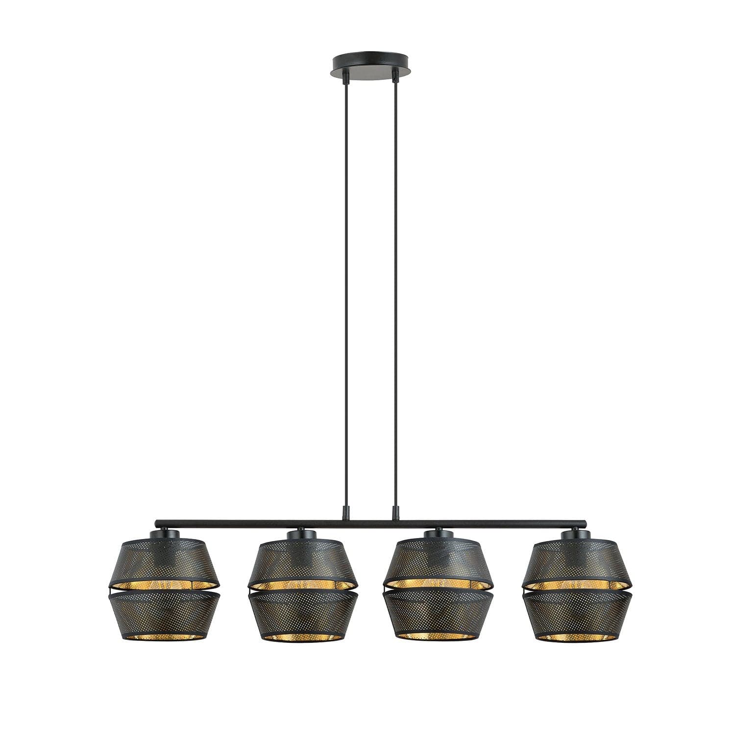 Sospensione Contemporanea 4 Luci Malia In Metallo Nero E Oro in Lampade a sospensione LuceArt - Montecorvino Pugliano, commercioVirtuoso.it