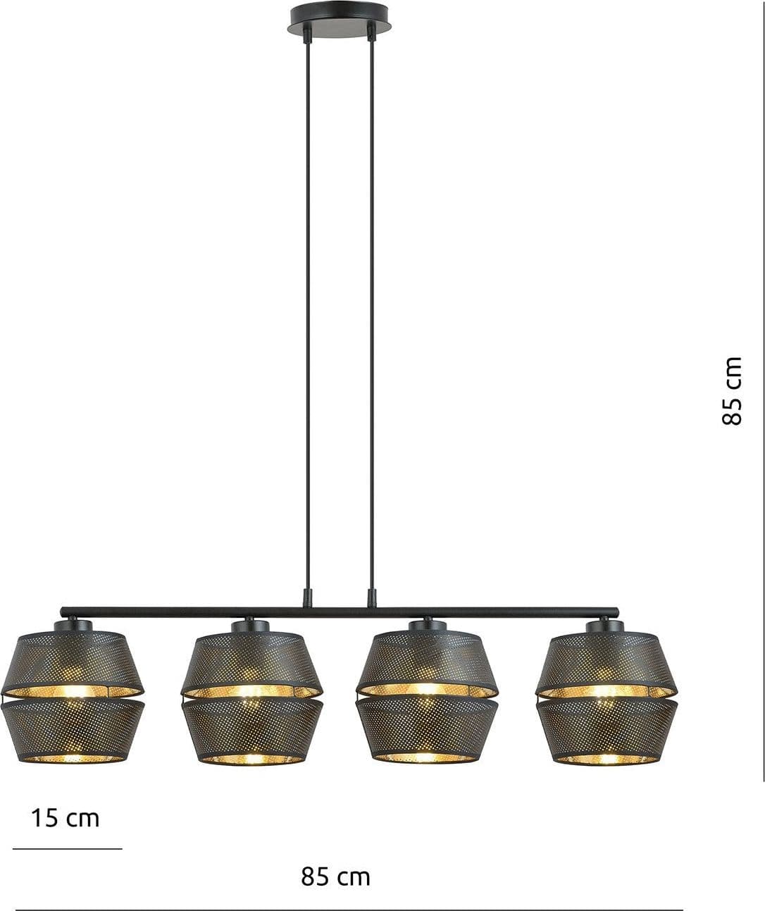 Sospensione Contemporanea 4 Luci Malia In Metallo Nero E Oro in Lampade a sospensione LuceArt - Montecorvino Pugliano, commercioVirtuoso.it